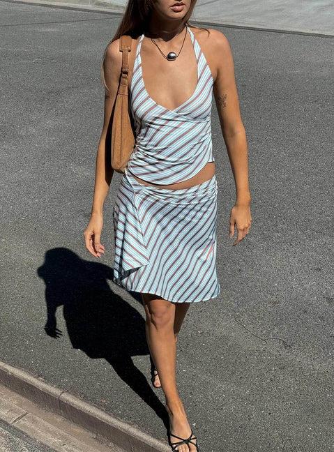 Esmeray Midi Skirt Blue Stripe Product Image