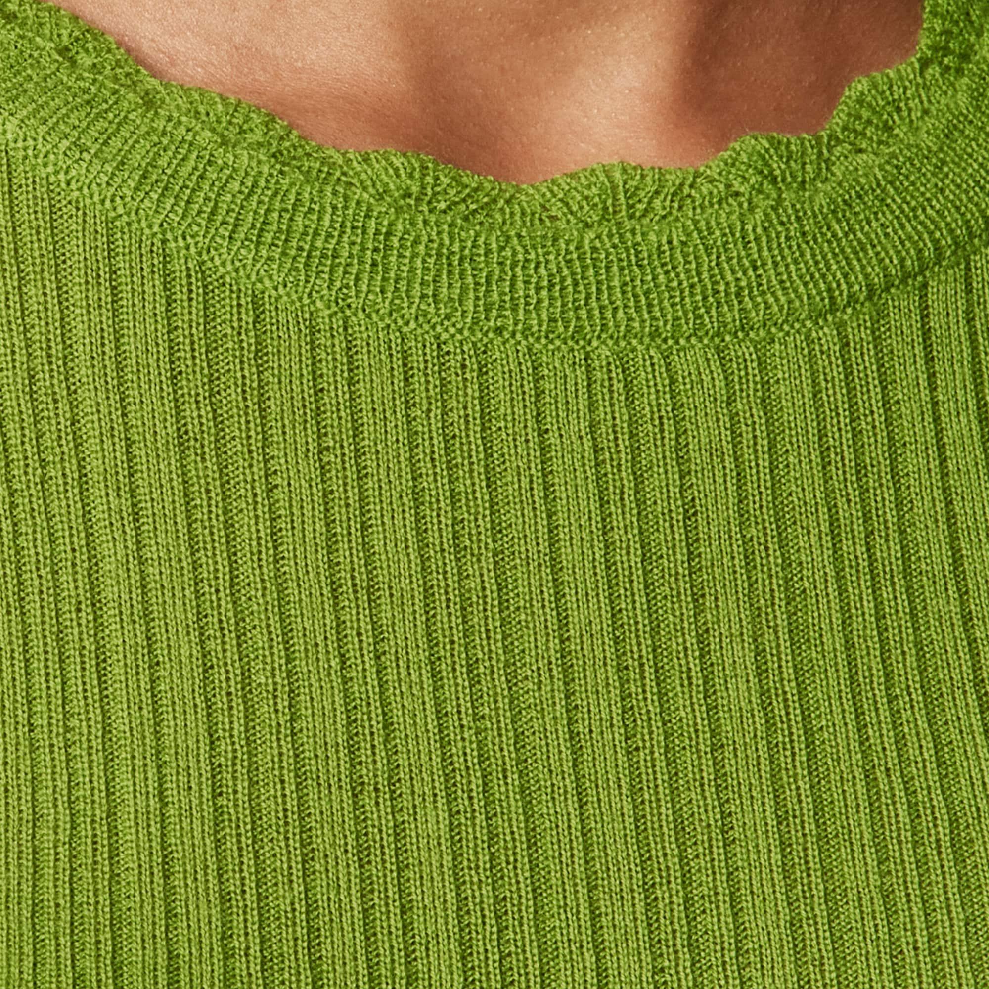 Layered pointelle sweater-tee in merino wool Product Image