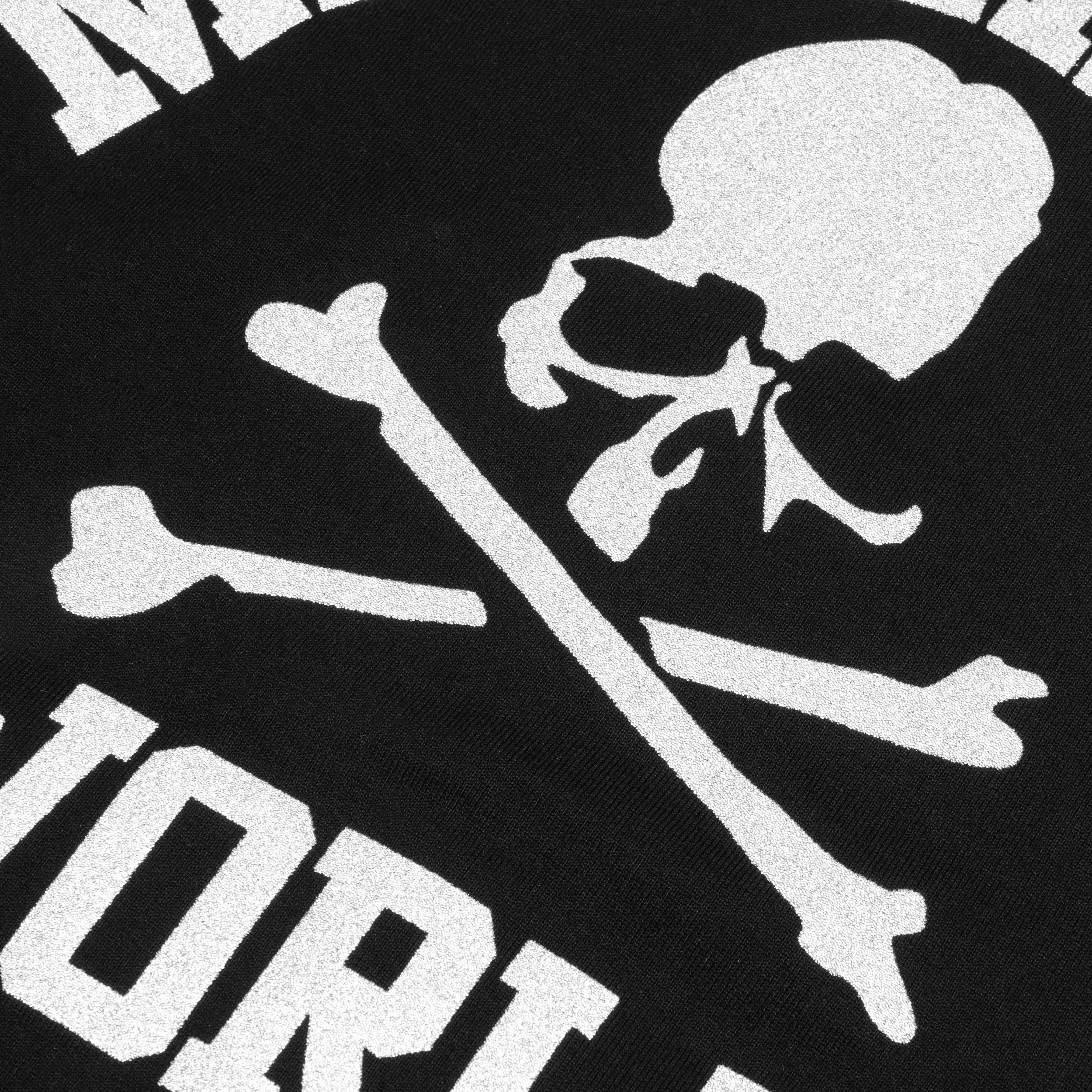 Zip Skull Knitted Hoodie - Black Male Product Image