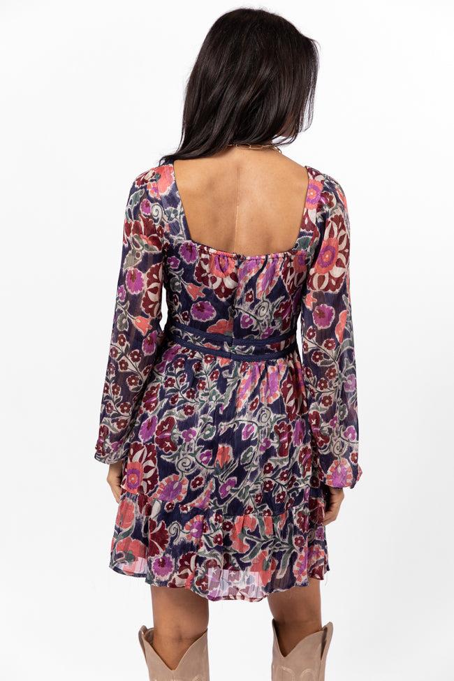 Whirlwind Romance Navy Multi Printed Sweetheart Dress FINAL SALE Product Image