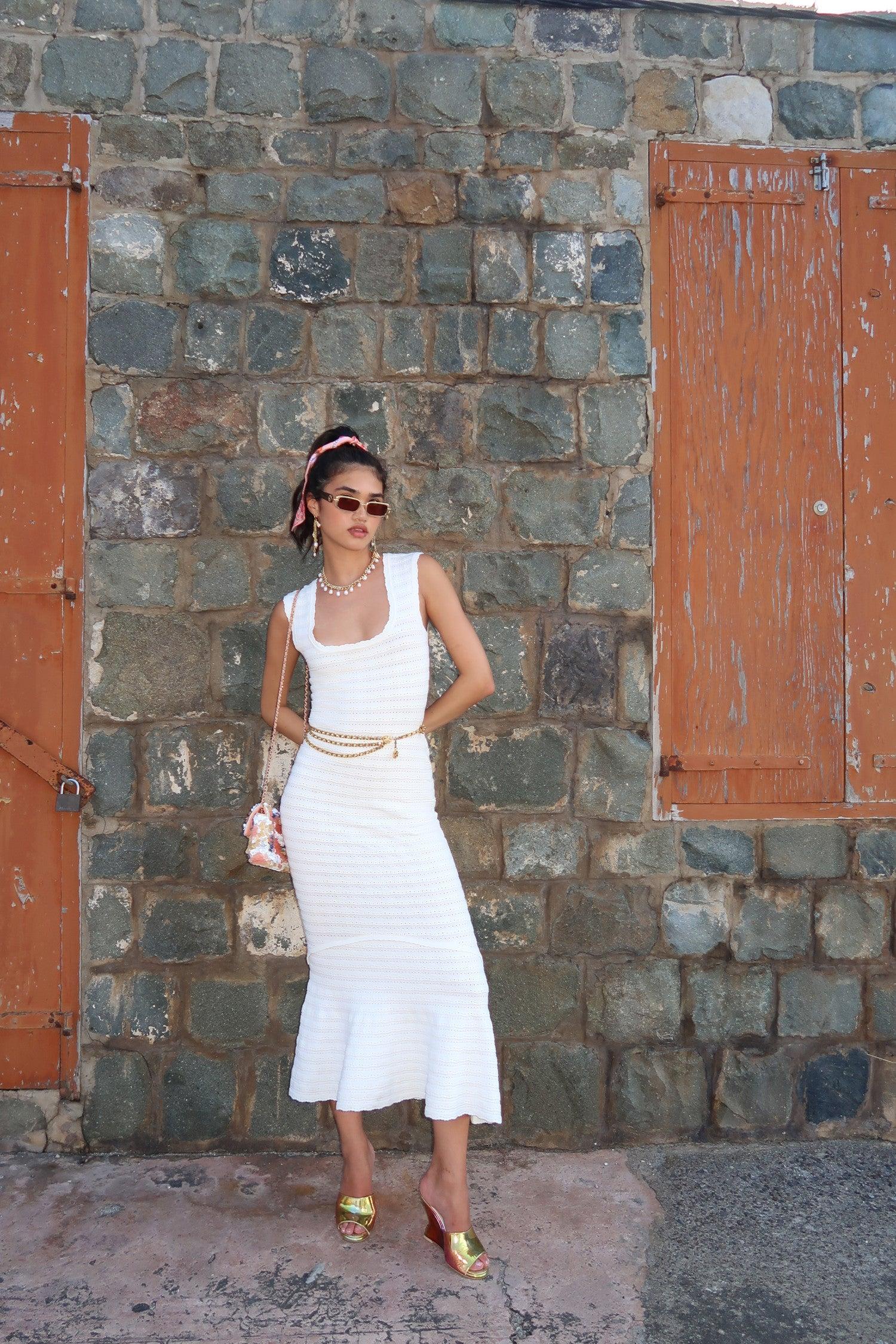 Leigh Pointelle Knit Midi Dress Product Image