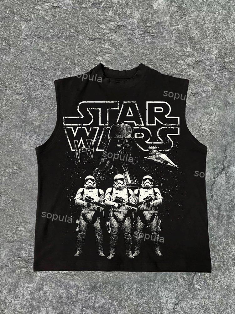 Sopula Men's Vintage Sw Print Cotton Sleeveless Tank Top Product Image