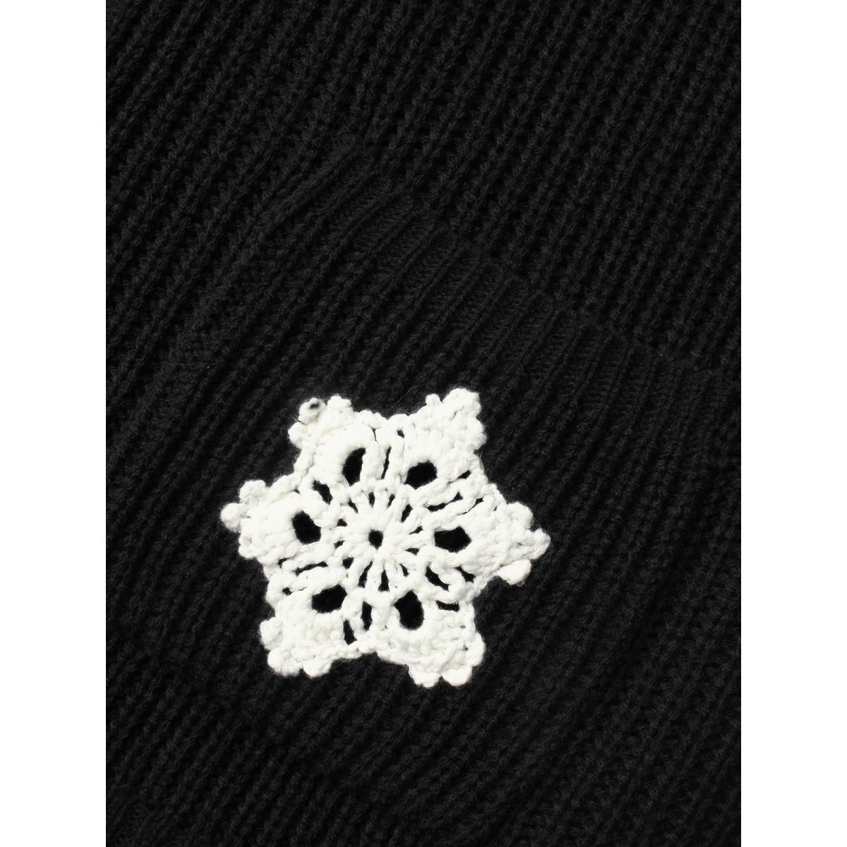 Plus Size Snowflakes Embroidered Open Cardigan Black Women Casual Loose Long Sleeve Everyday Cardigans BloomChic 12/L Product Image