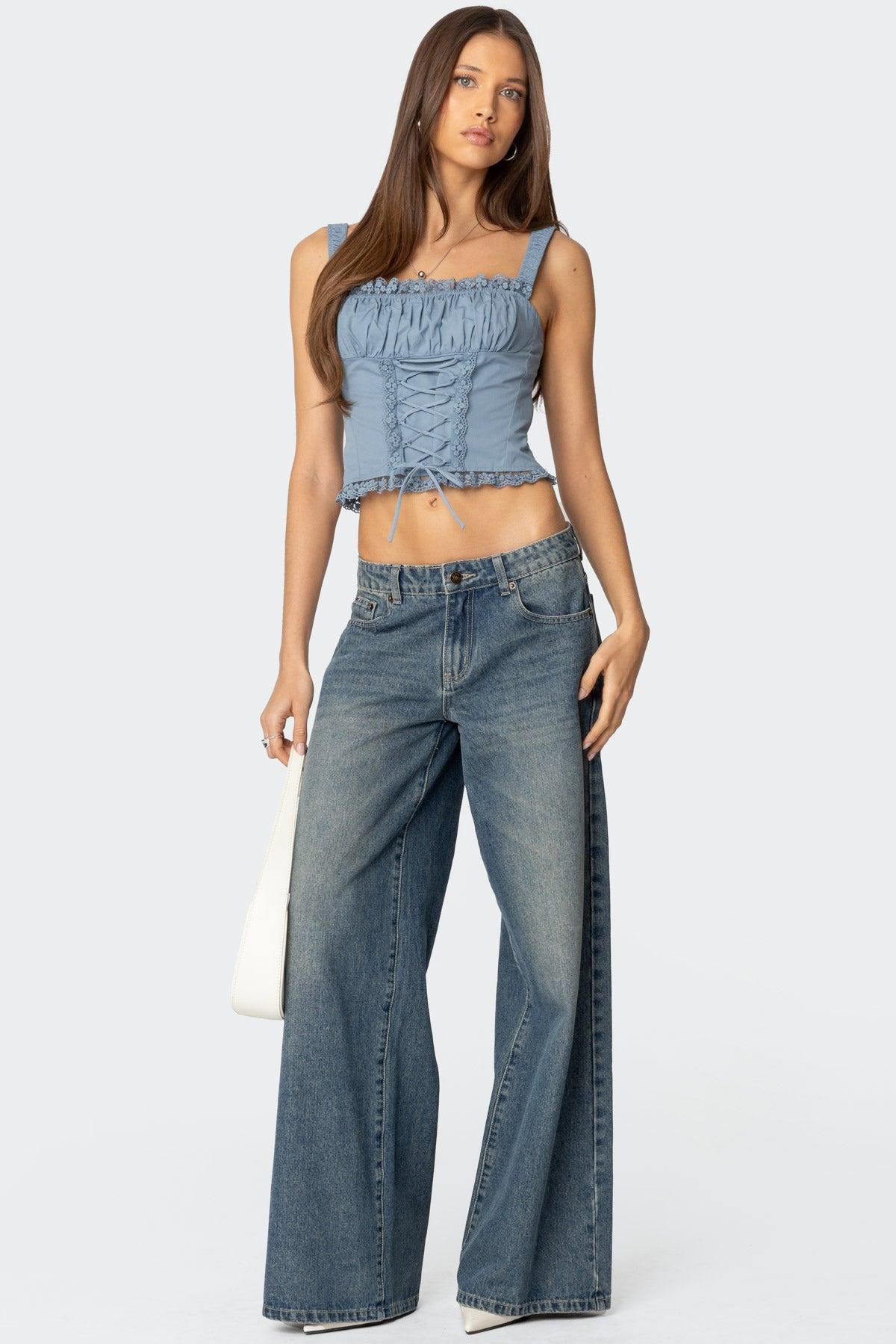 Juliet Ruched Lace Up Corset Product Image