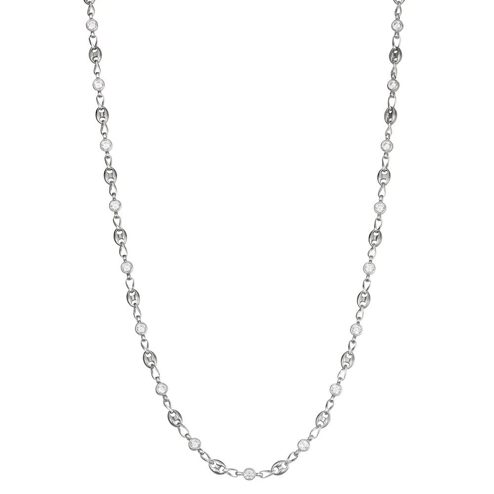 Kristen Kesho Sterling Silver & Stainless Steel Cubic Zirconia 20-in. Chain Necklace, Women's, Size: 20", White Product Image