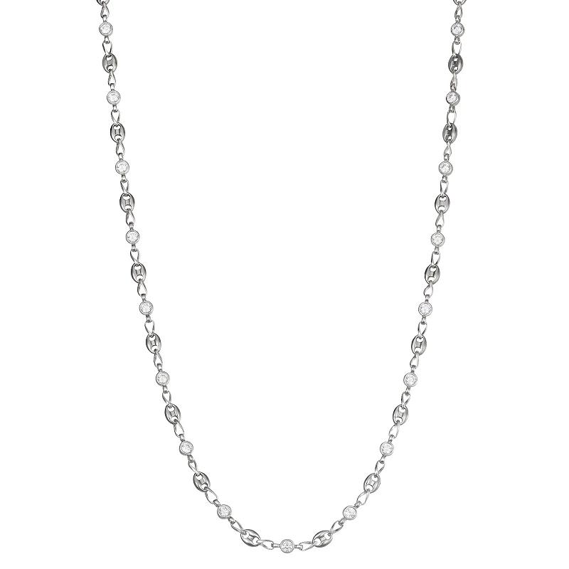 Kristen Kesho Sterling Silver & Stainless Steel Cubic Zirconia 20-in. Chain Necklace, Women's, Size: 20", White Product Image