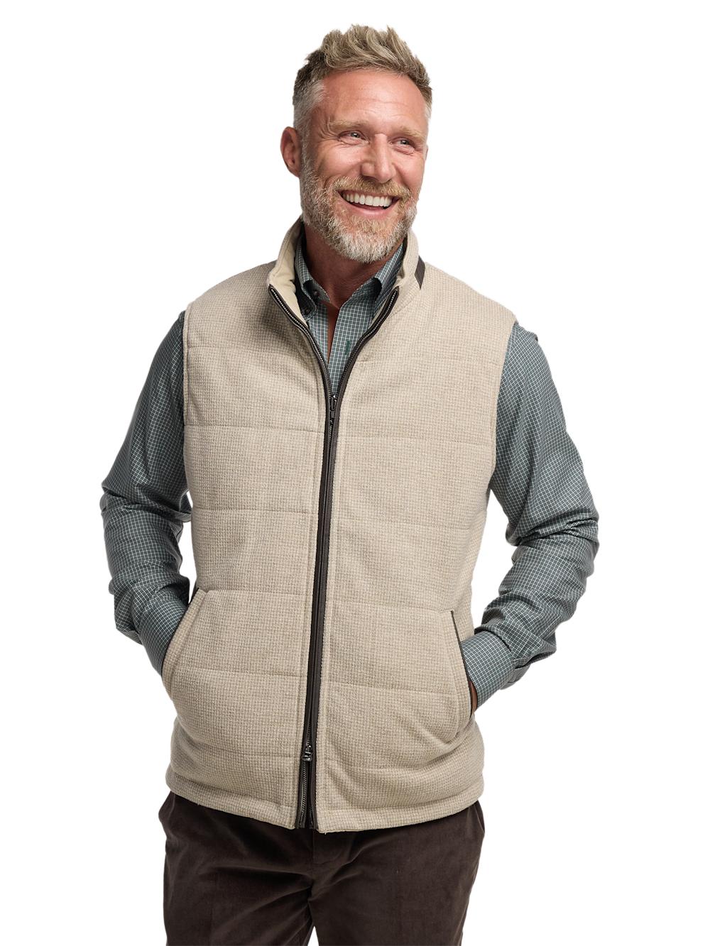 Microsuede Check Reversible Vest - Cream Product Image