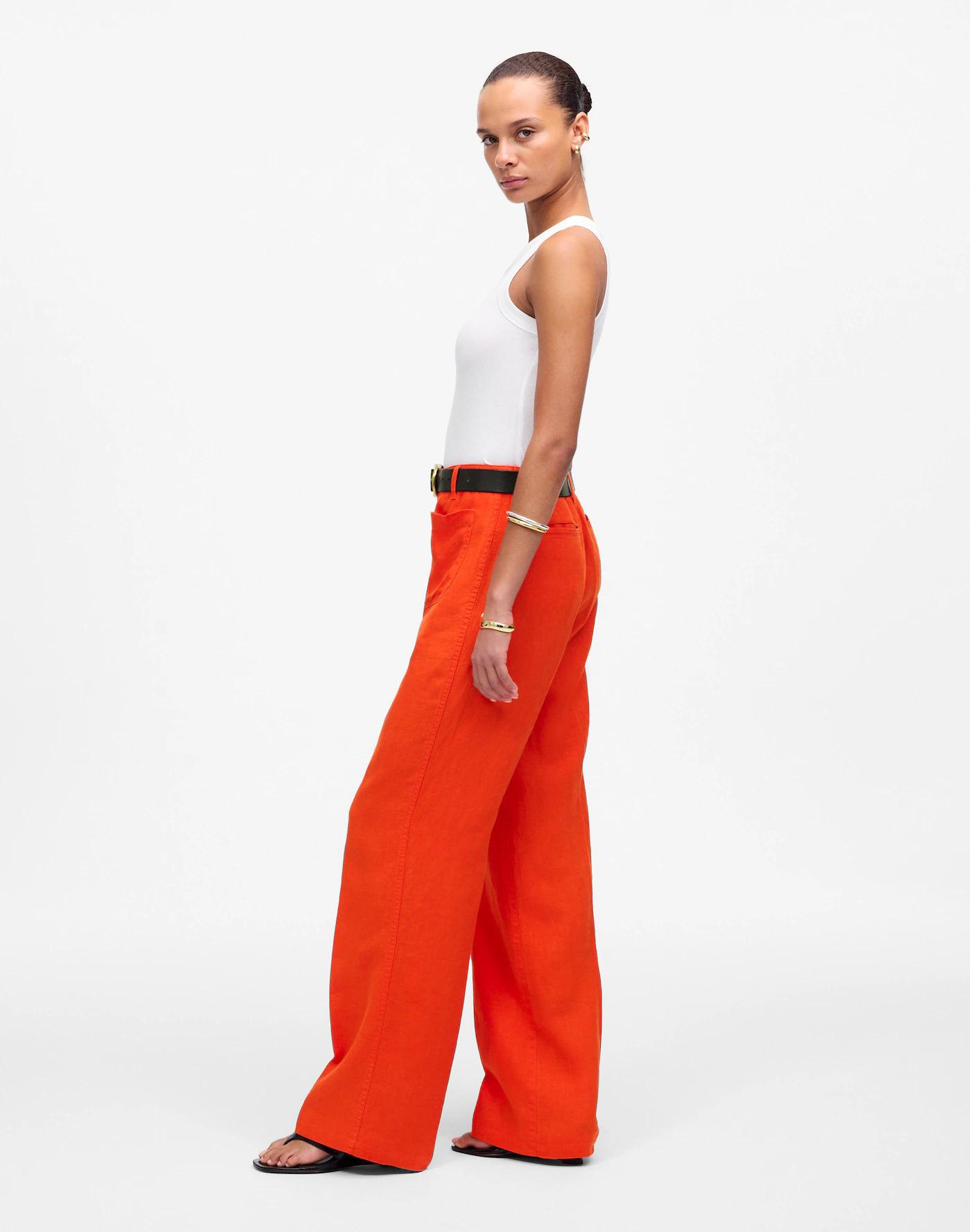 Patch Pocket Flare Pant in 100% Linen Product Image