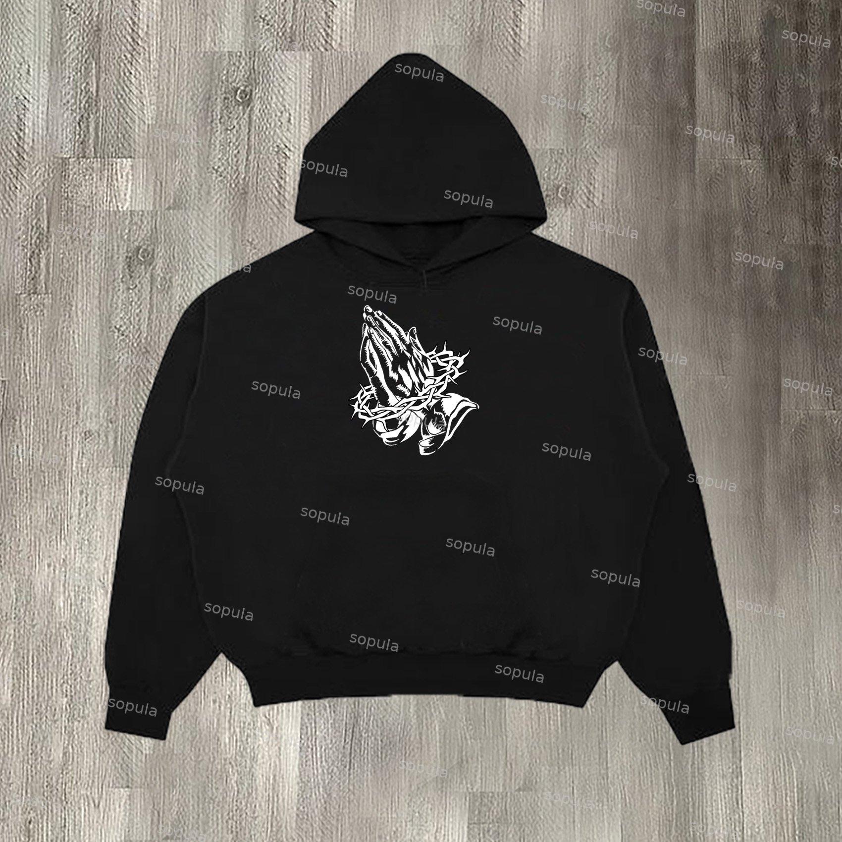 Sopula God Bless You Street Graphic Hoodie & Flared Sweatpants Two Piece Set Product Image