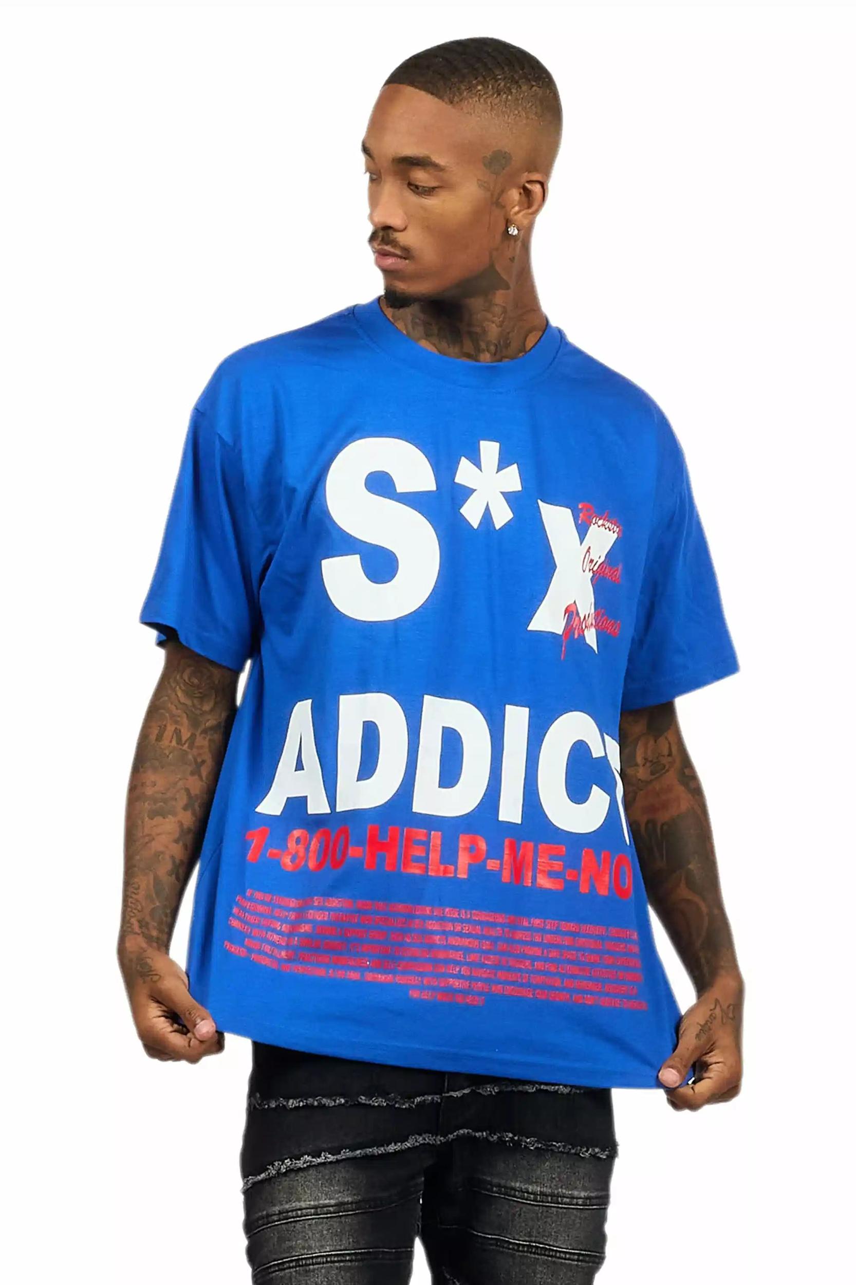 Addict Royal Blue Graphic T-Shirt Male Product Image