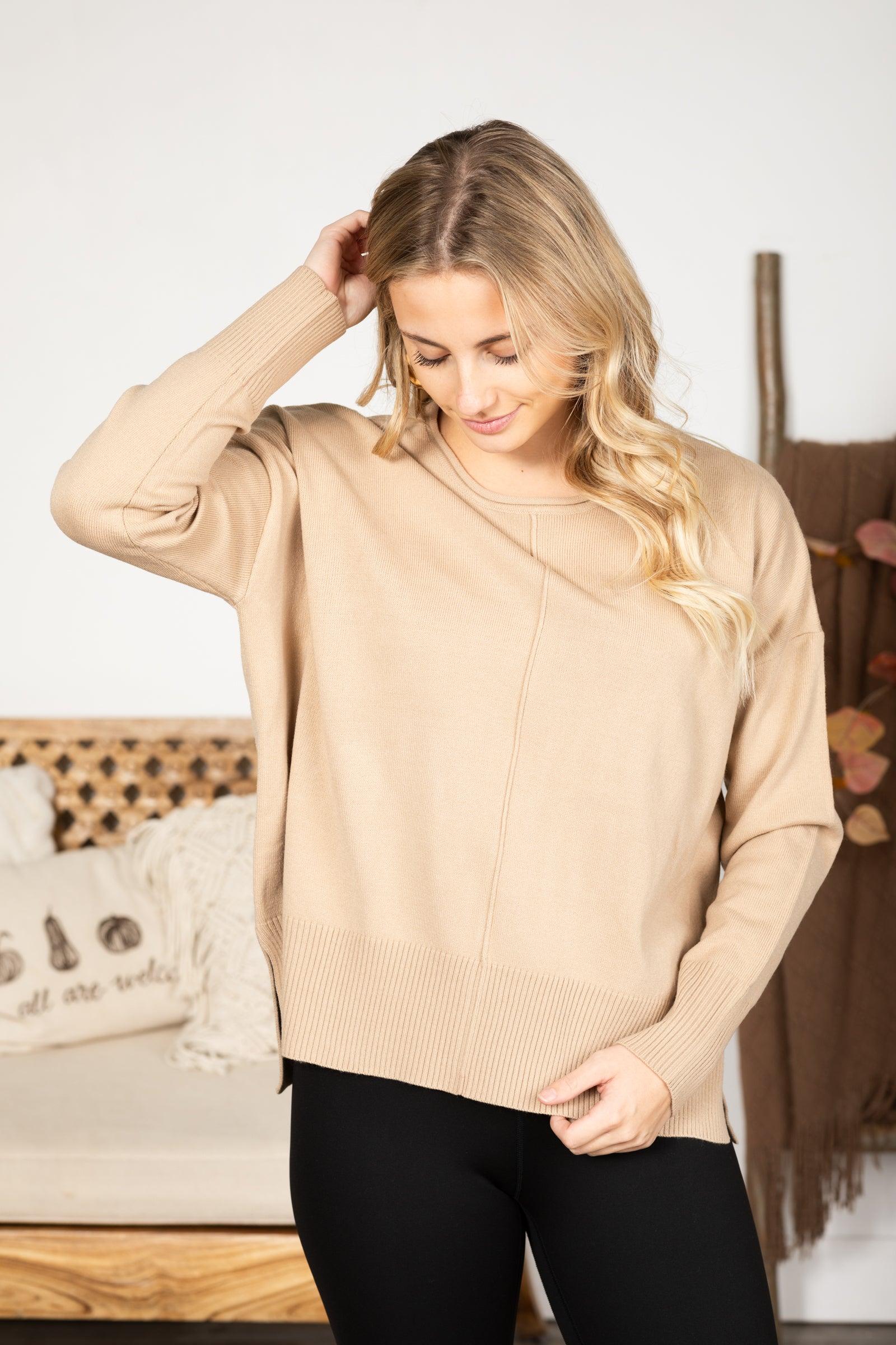 Drop Shoulder Pullover Sweater Product Image
