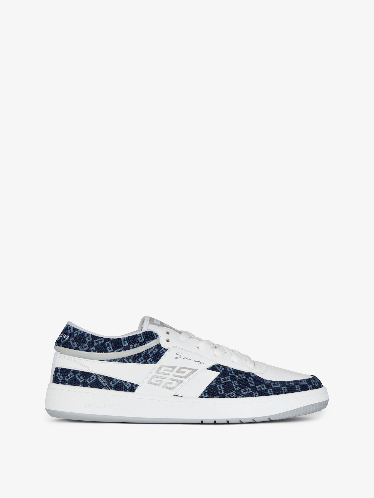 G Move sneakers in leather and monogram 72 denim Product Image