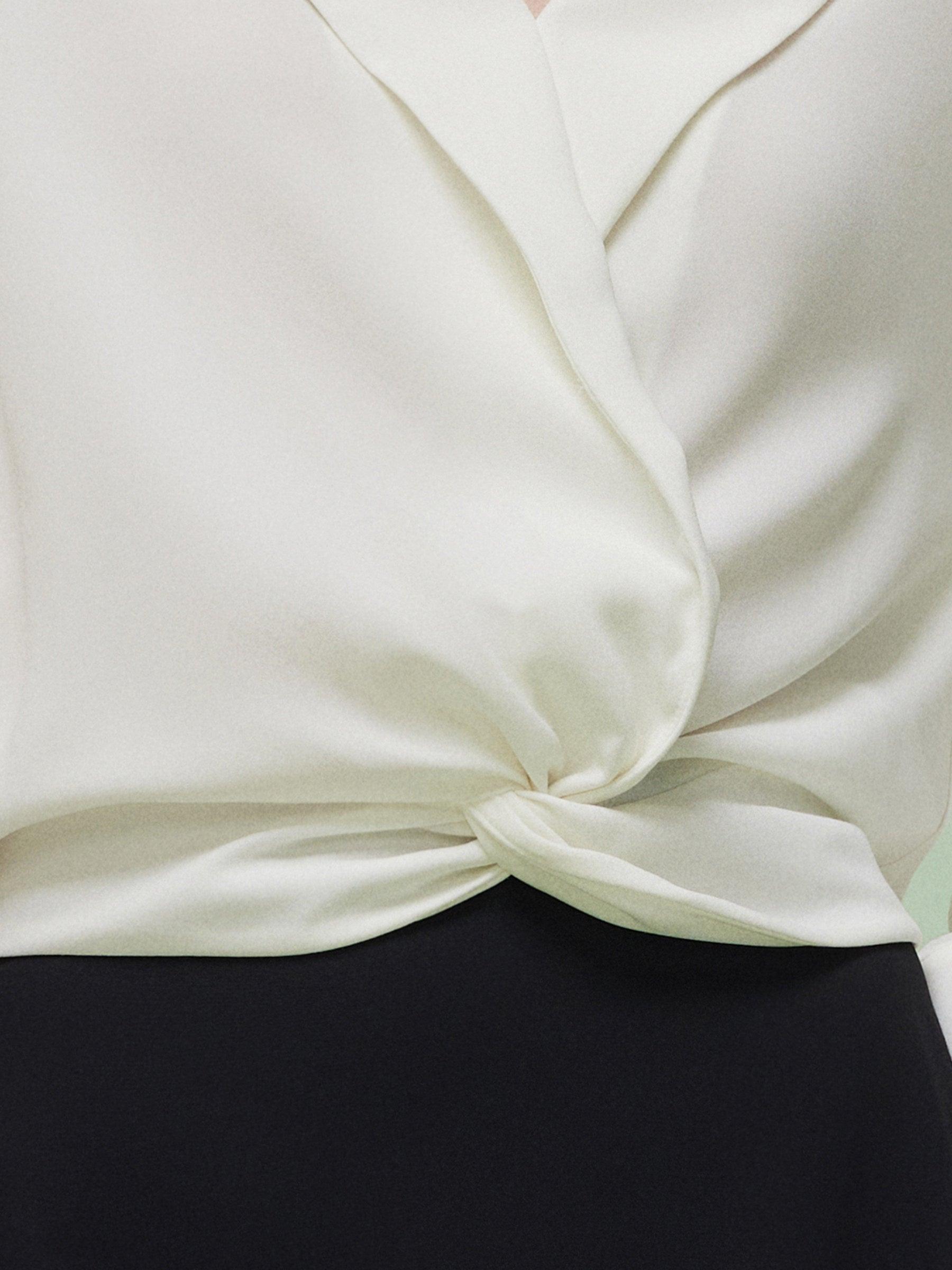 Acetate Blend Twist Front Blouse And Skirt Two-Piece Set Product Image