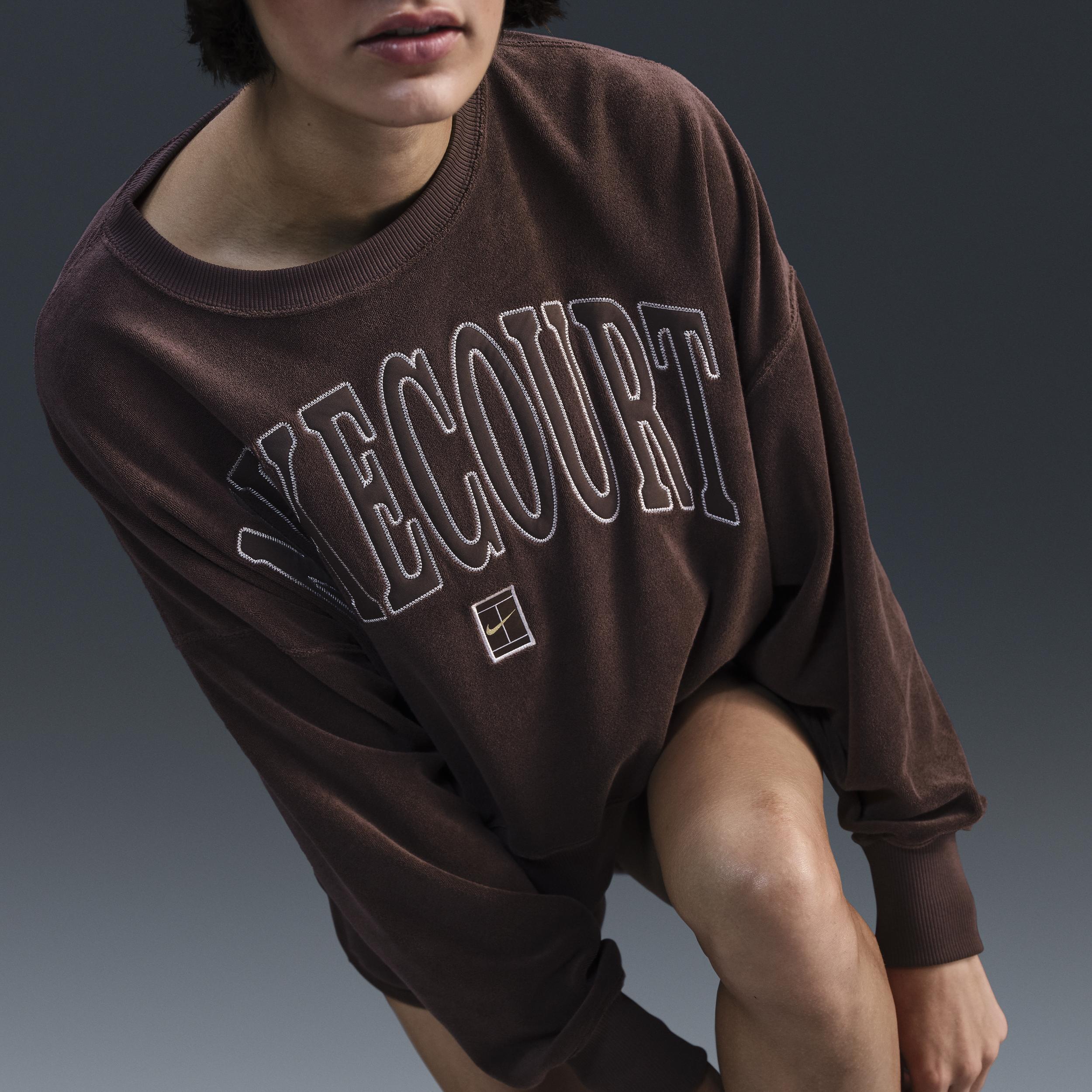 Nike Women's Court Heritage Over-Oversized Crew-Neck Graphic Tennis Sweatshirt Product Image