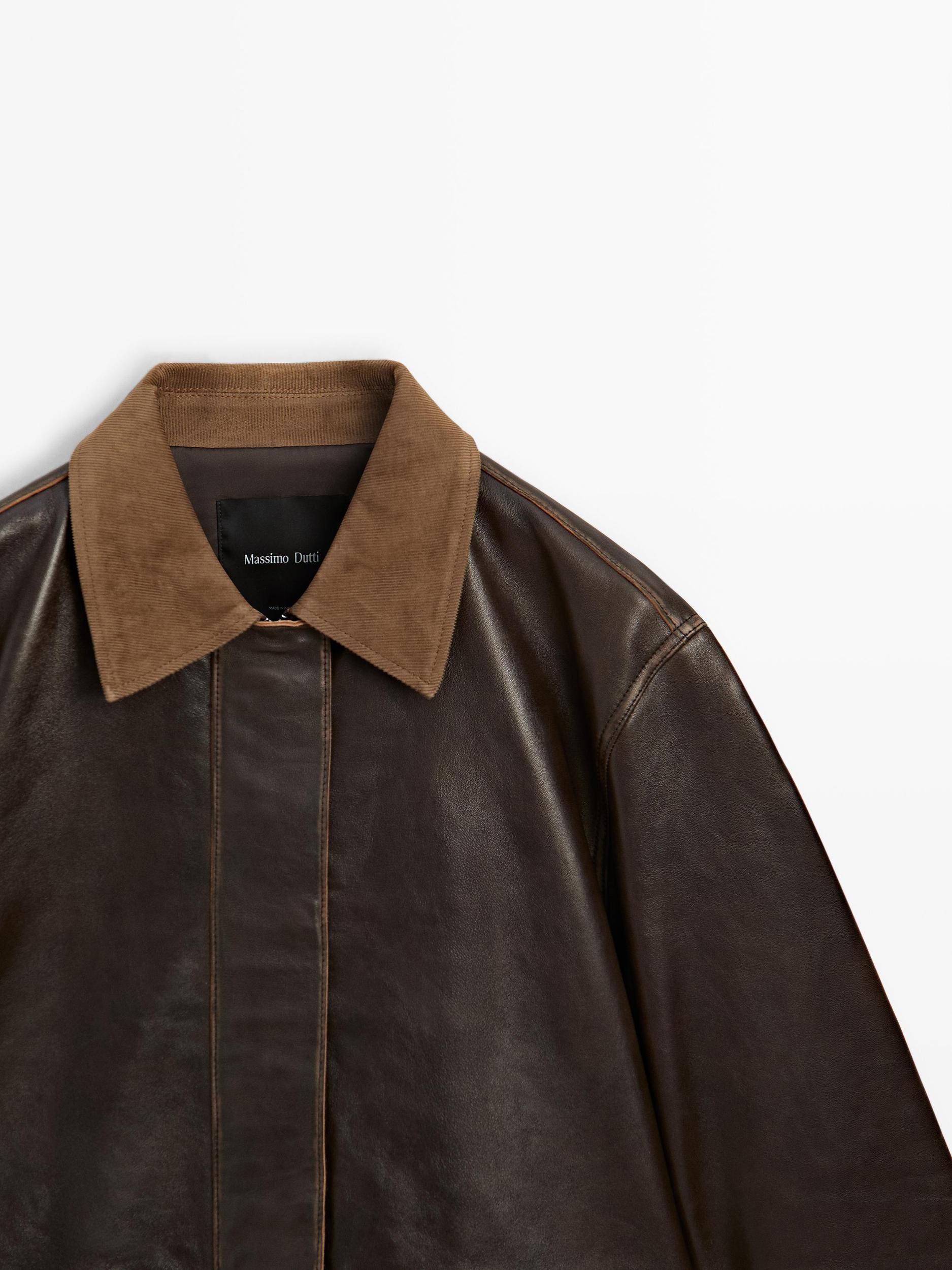 Nappa leather parka with corduroy detail Product Image