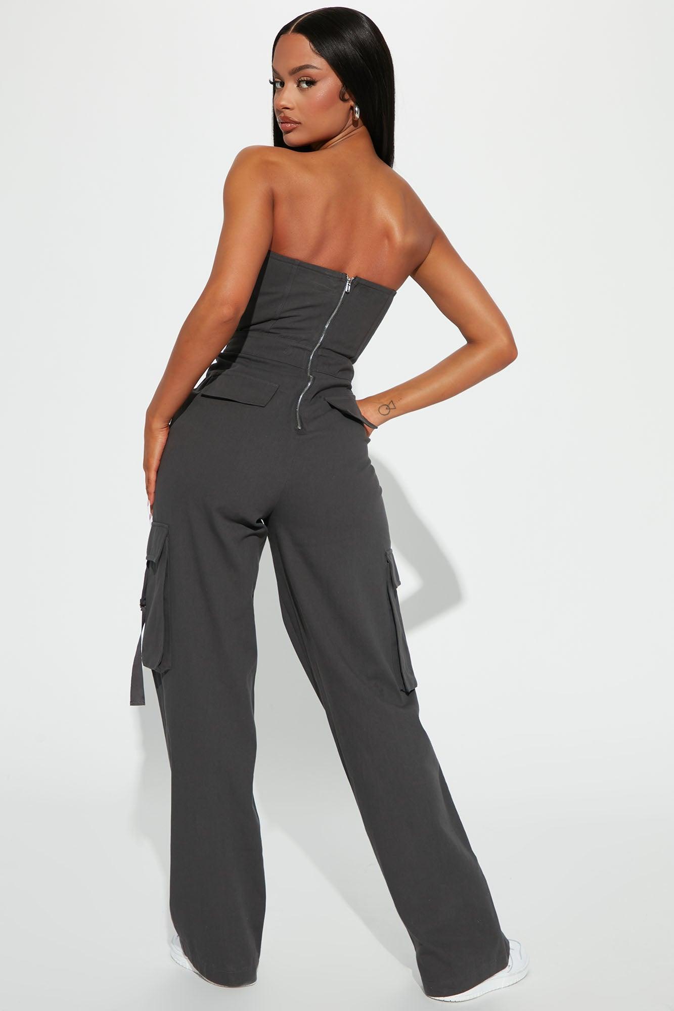 Houston Cargo Jumpsuit - Charcoal Product Image
