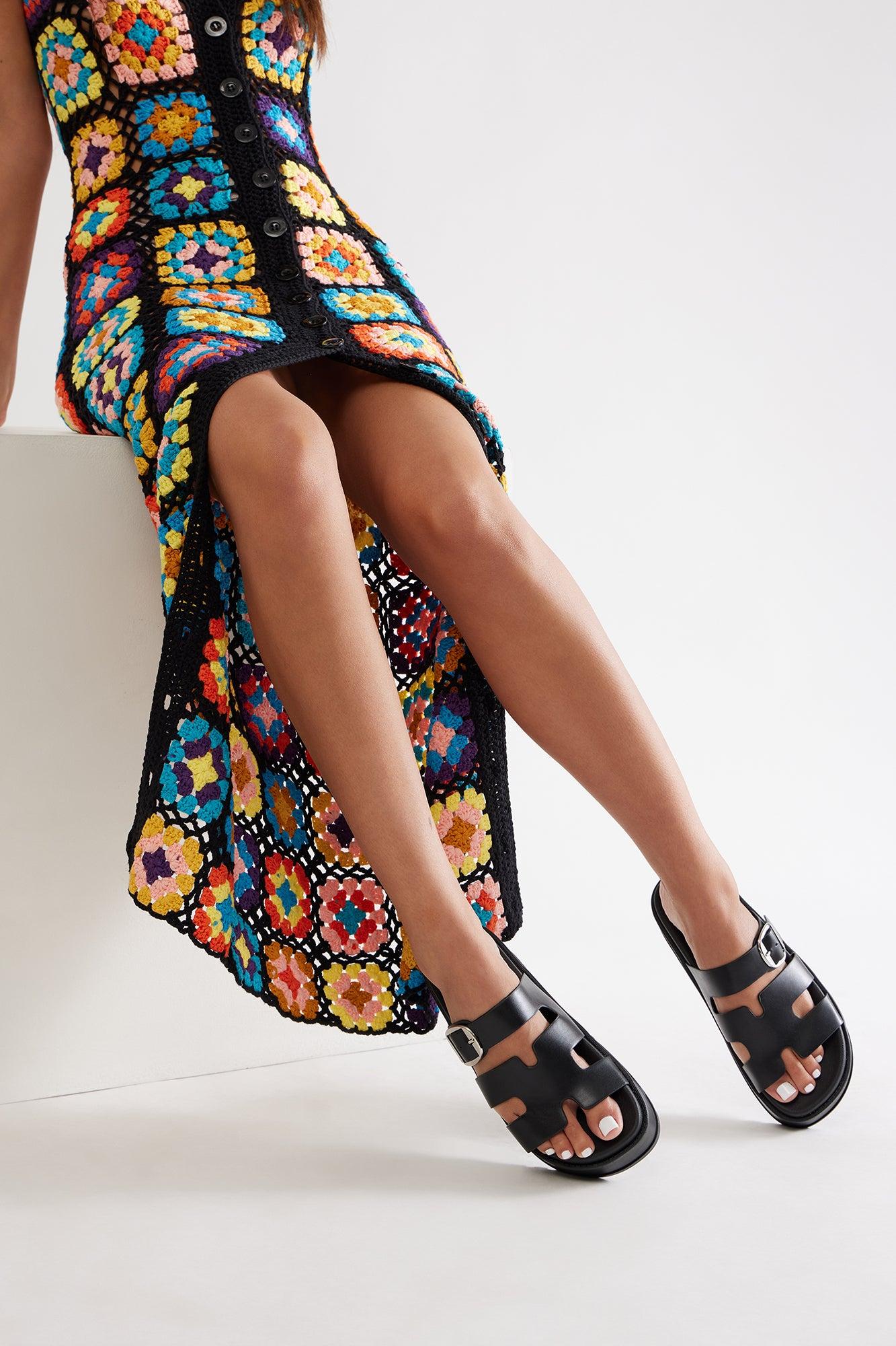 Samson Buckle Platform Slides - Black Product Image