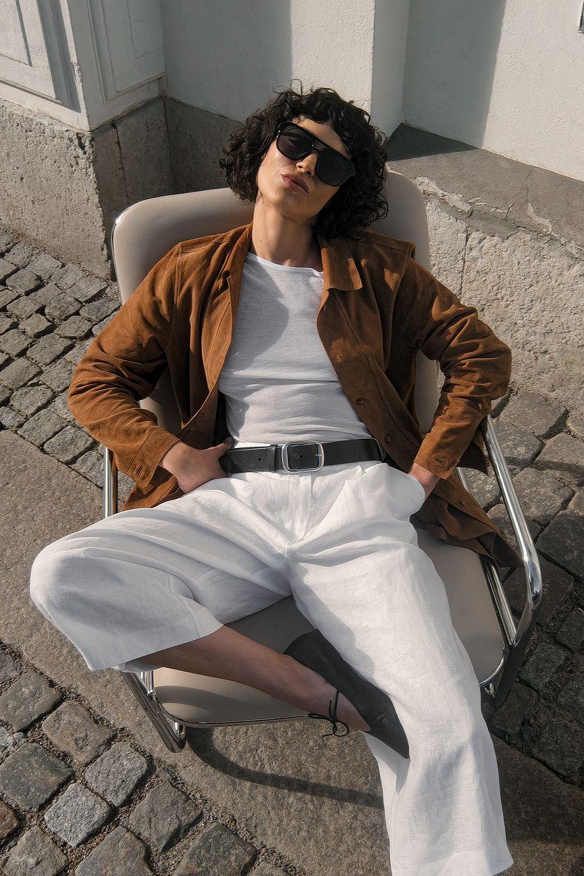 Linen Wide High Waist Culottes Product Image