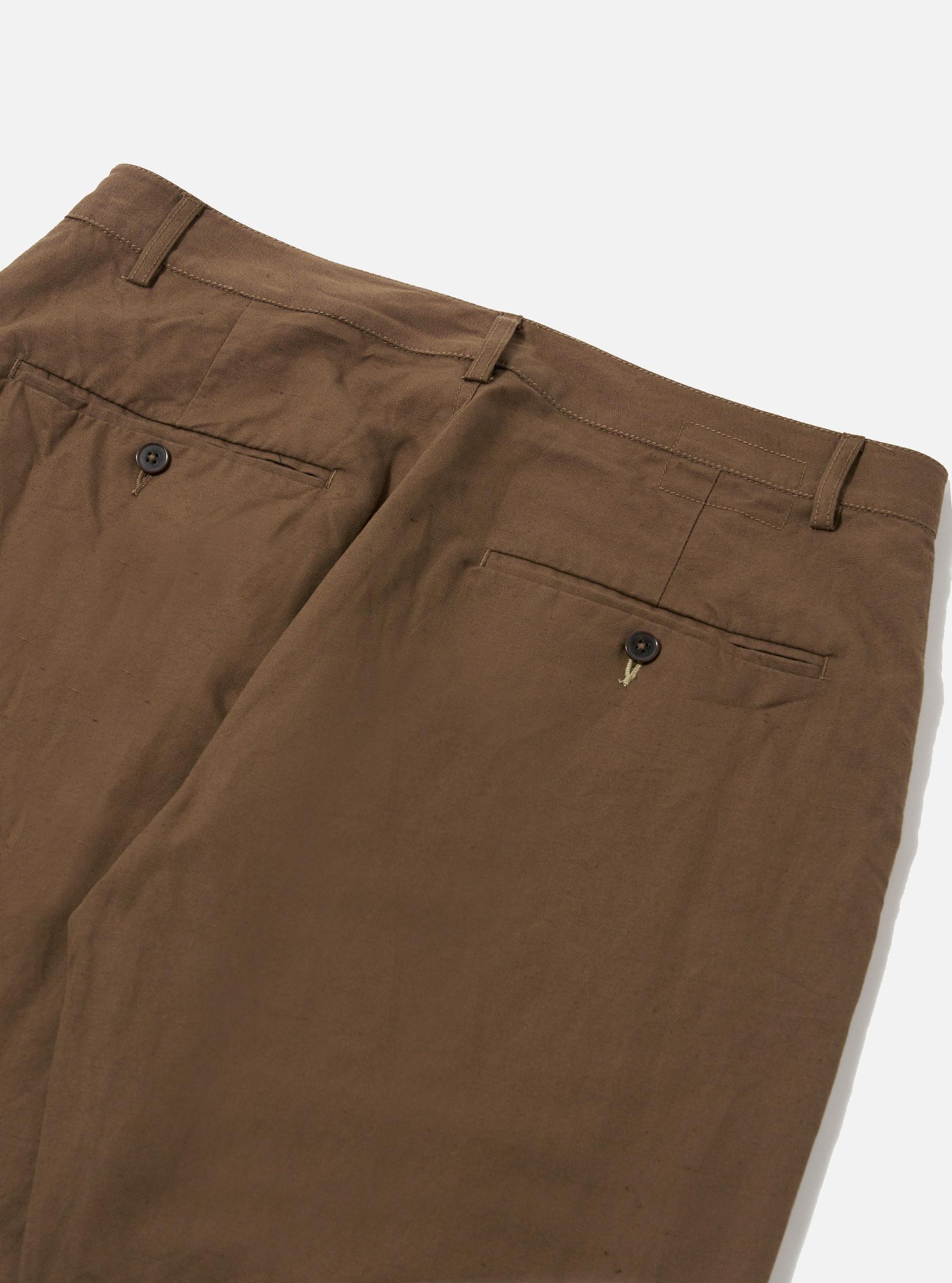 Universal Works Military Chino in Khaki Linen Slub Weave Product Image