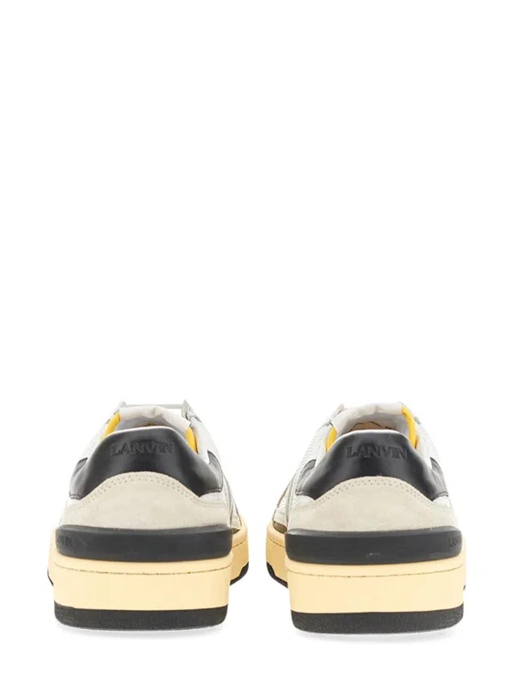 LANVIN Black And White Leather Clay Low Mesh Sneakers Product Image