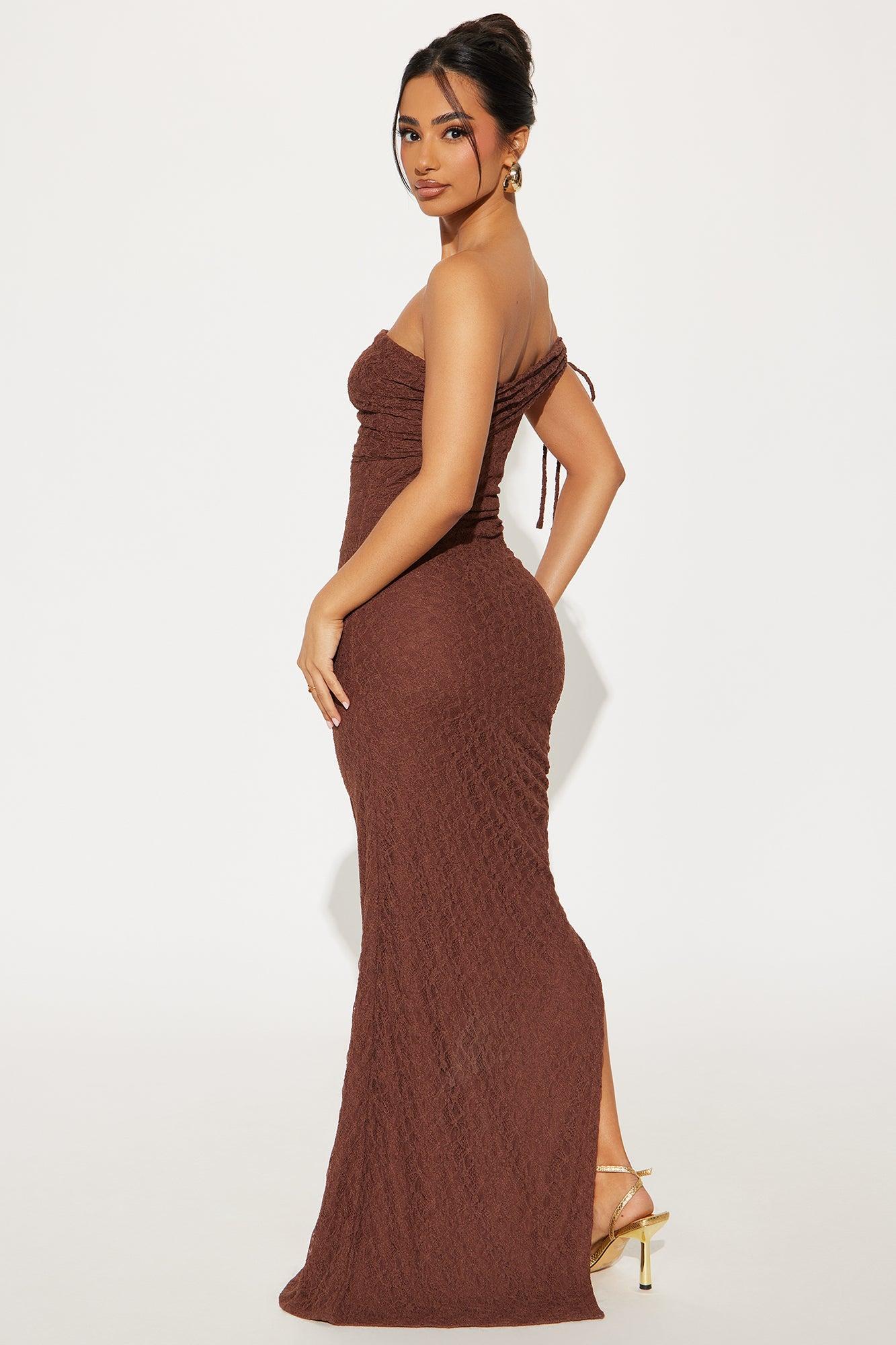 Kaya Lace Maxi Dress - Brown Product Image