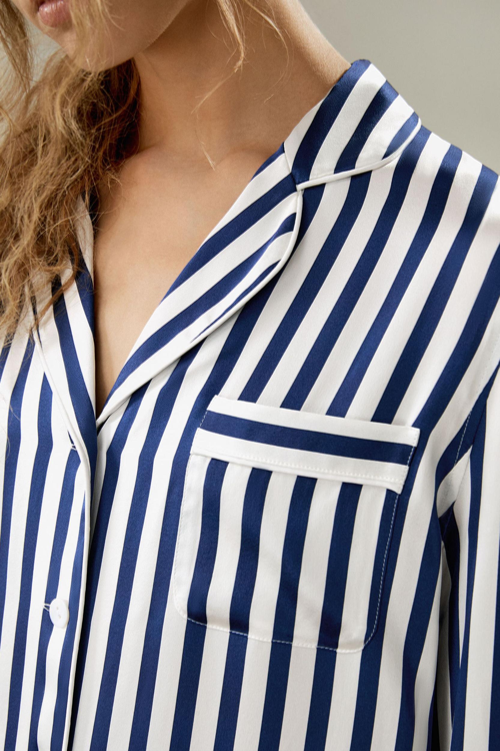 Amalfi Button-Up Full Length Striped Pajama Set Product Image