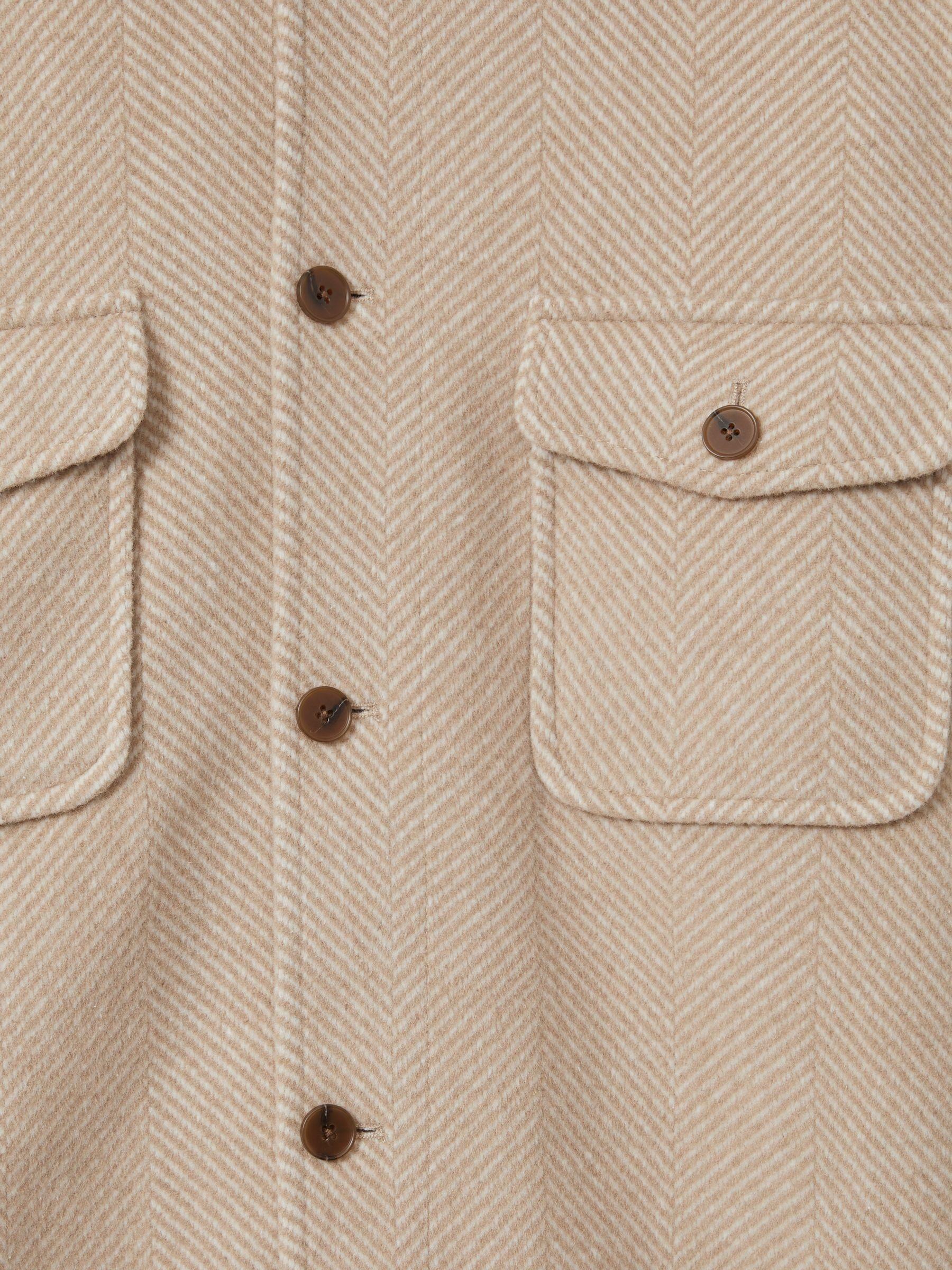 Wool Blend Herringbone Twill Overshirt in Oatmeal Product Image