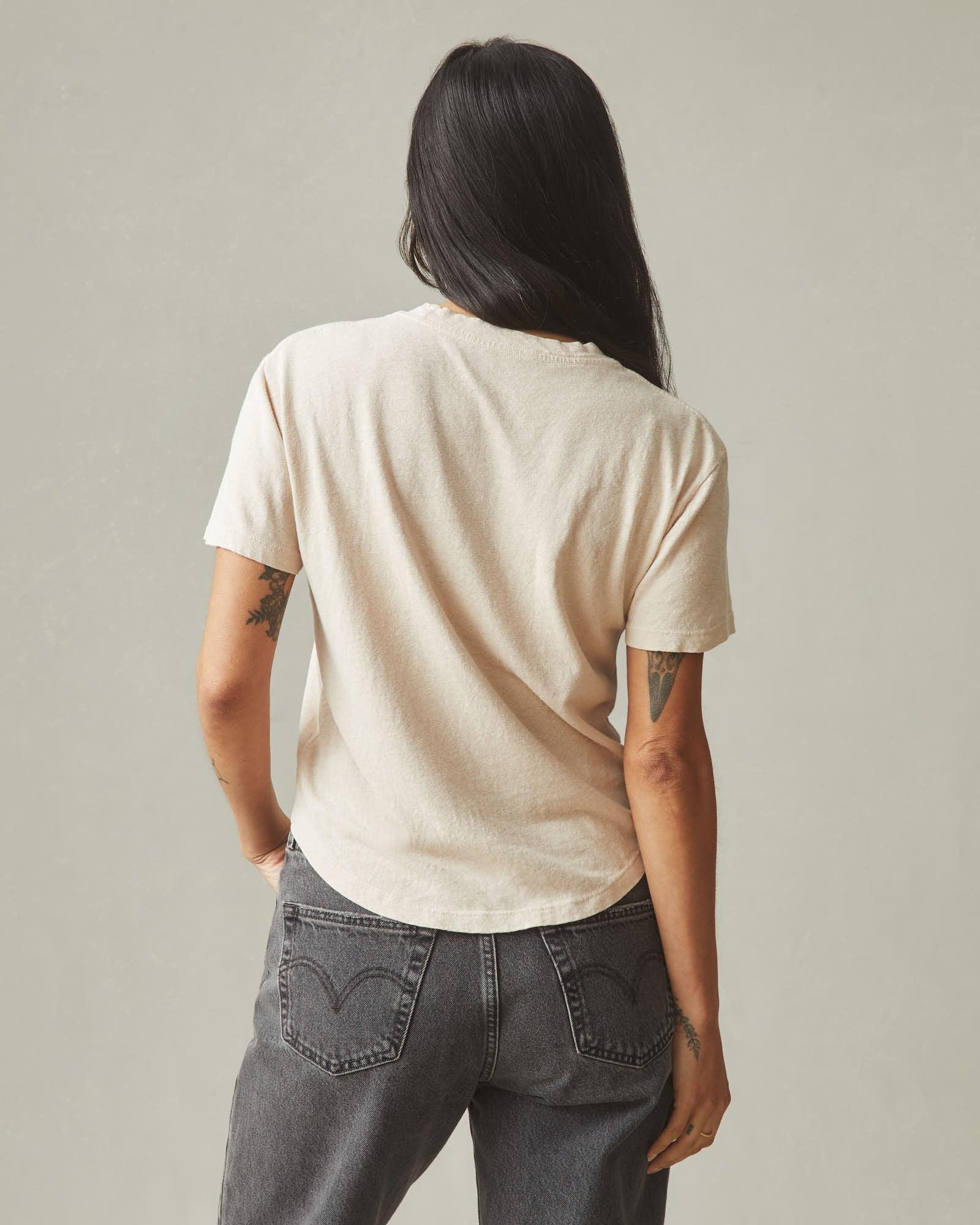 Women's Hemp Jersey Crew Tee - Almond Peach Product Image
