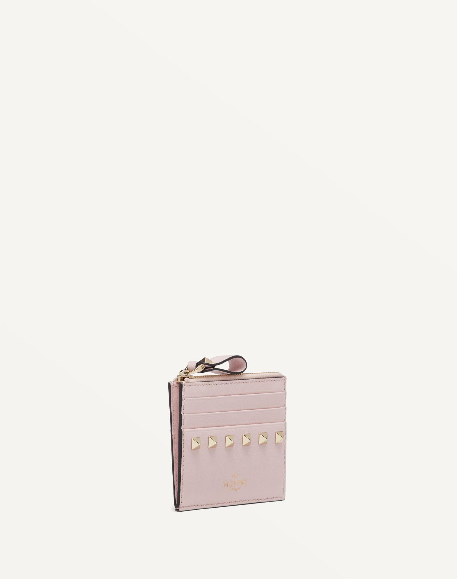 Rockstud Calfskin Cardholder With Zipper Product Image