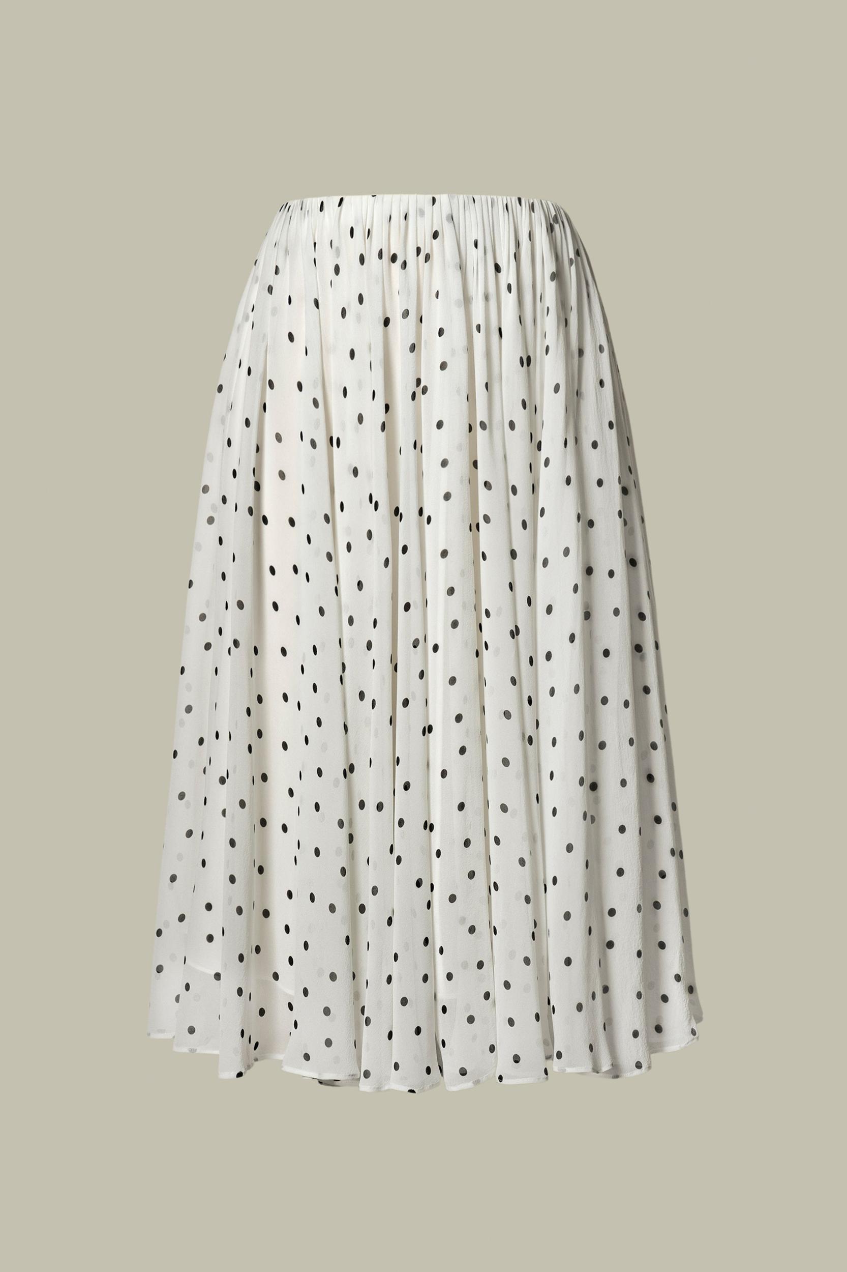 Polka-Dot Silk Midi Skirt Product Image