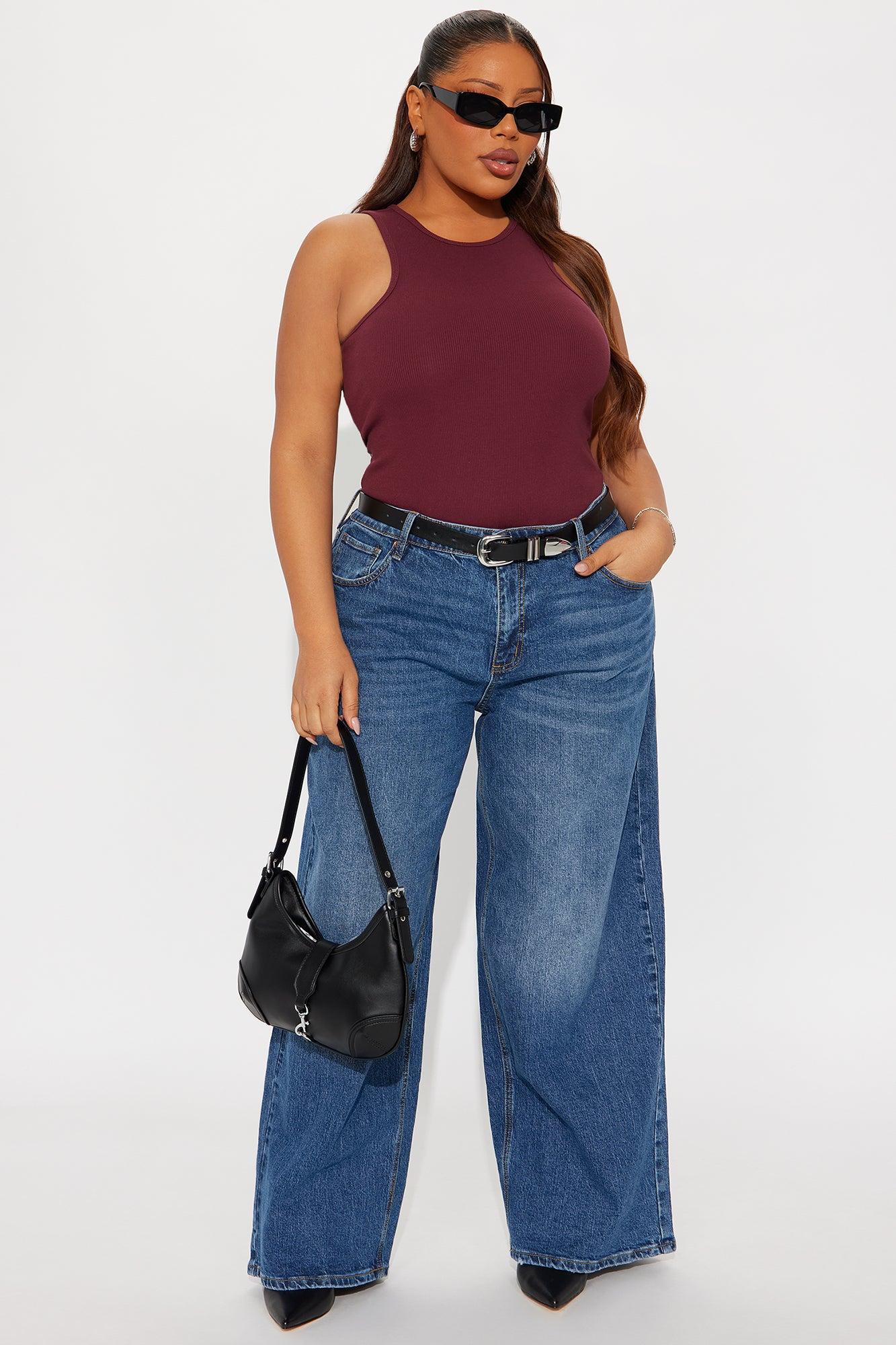 Model Attitude Racerback Bodysuit - Burgundy Female Product Image