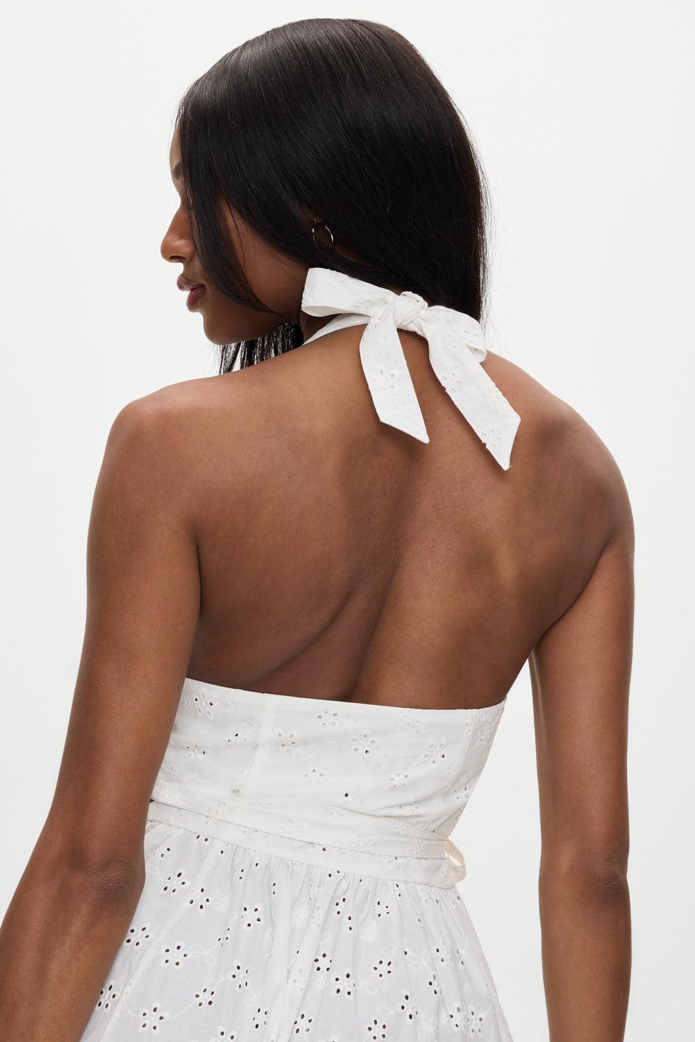 x BELLA HADID Fort Worth Fairy Midi Dress - Salt Air Eyelet Product Image