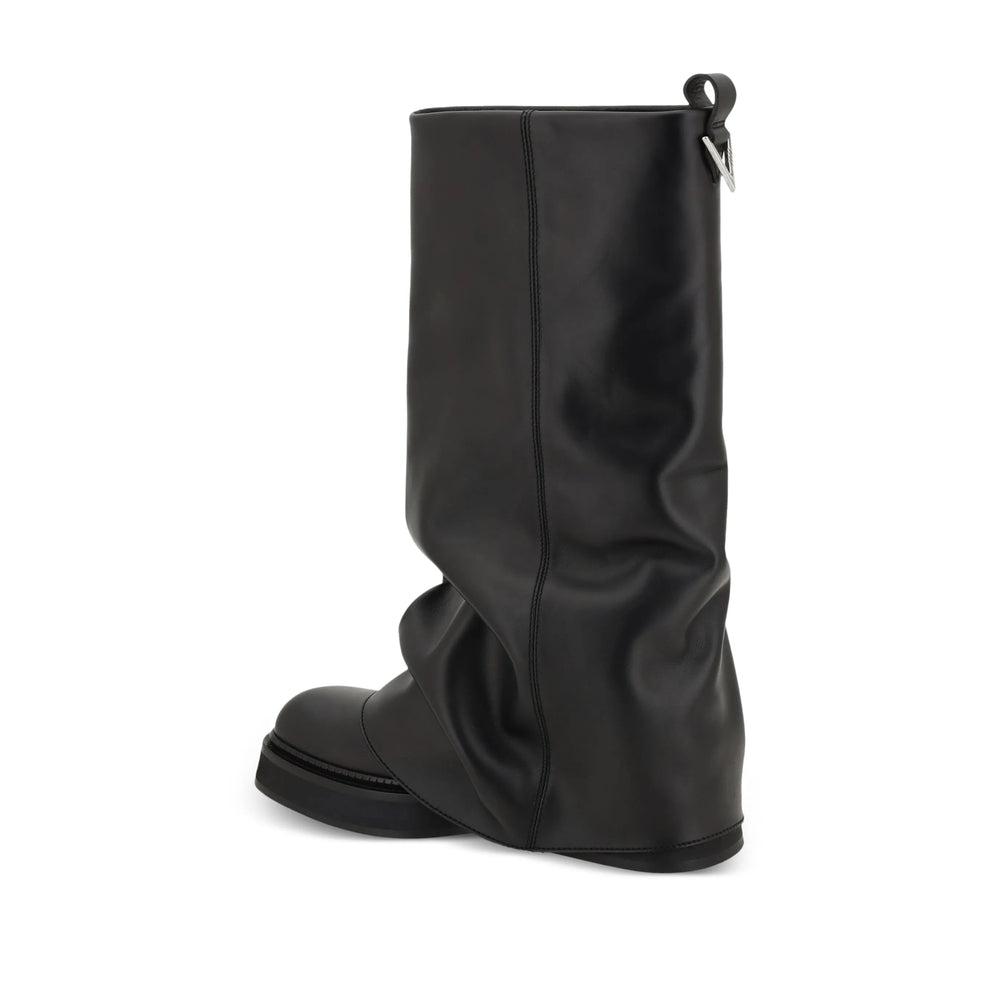 ATTICO Robin Layered Leather Knee Boots In Black Product Image