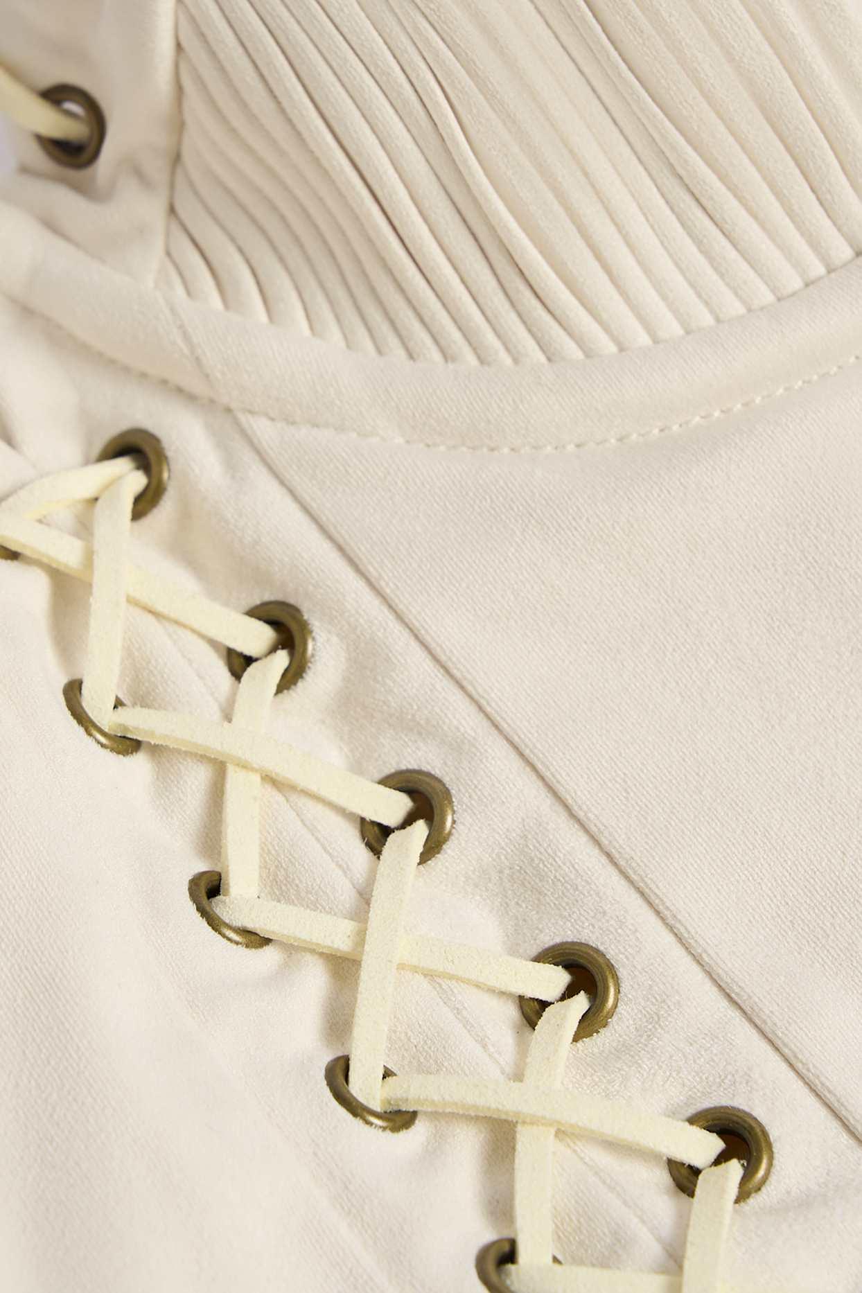 Lace-Up Tiered Corset Mini Dress in Ivory Product Image