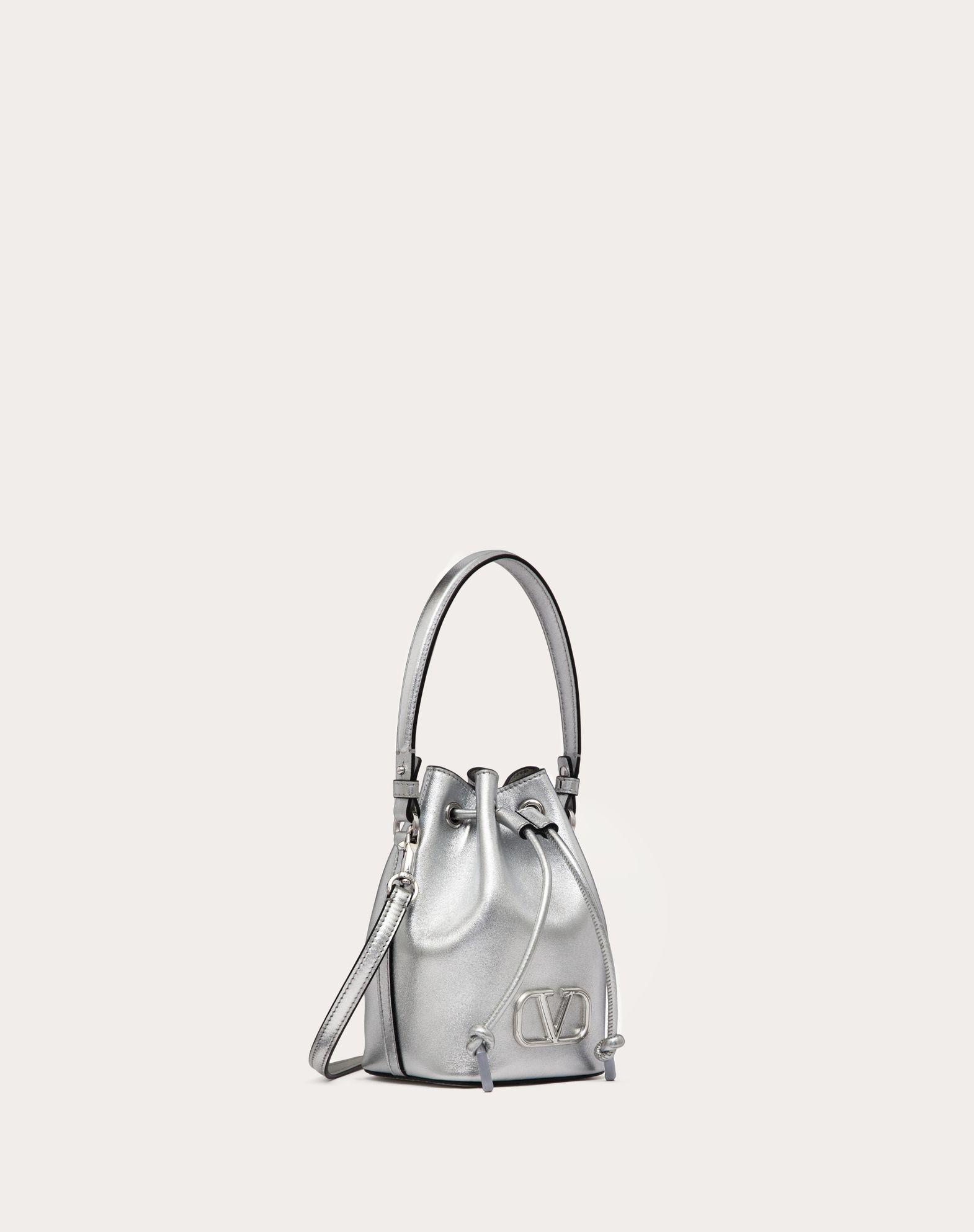 Mini Vlogo Signature Bucket Bag In Metallic Nappa Leather Product Image