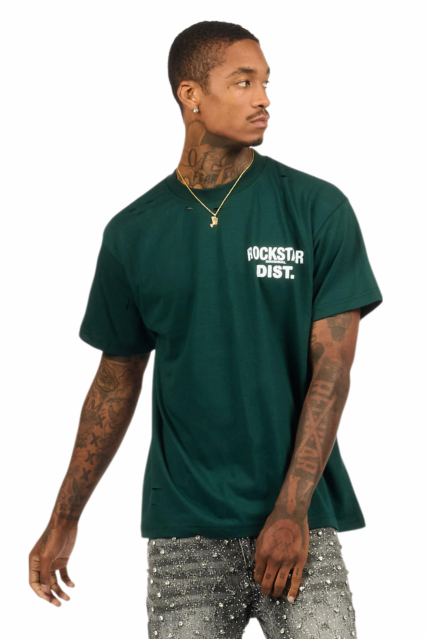 Lake 3.0 Dark Green/White Oversized Graphic T-Shirt Male Product Image