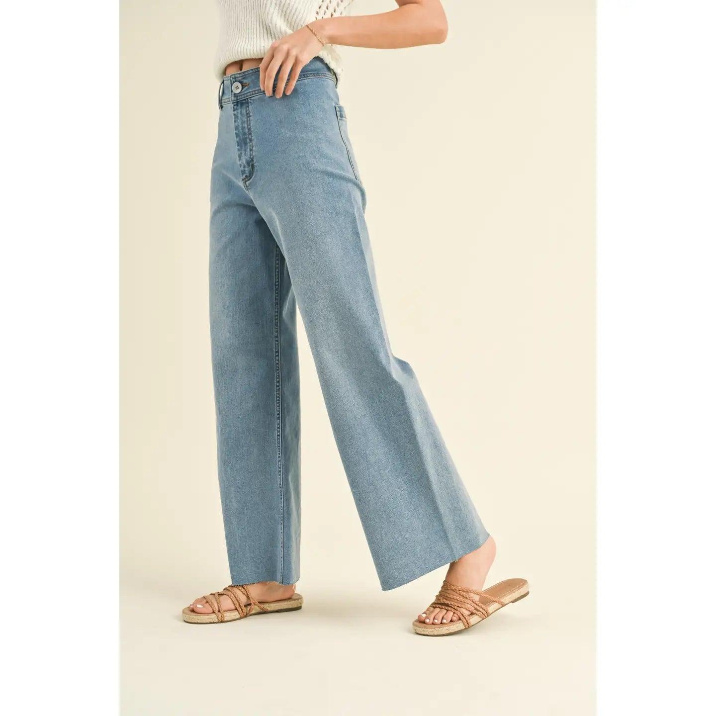 Miou Wide Leg Denim Pants Product Image