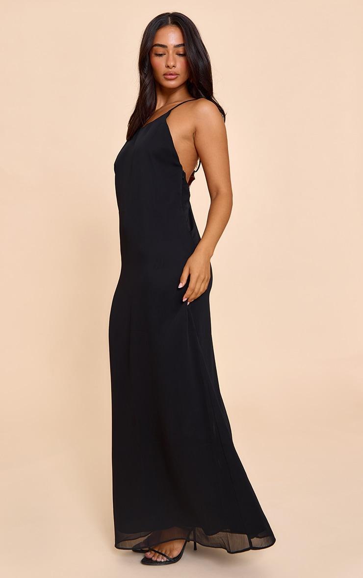 Petite Black Woven Cami Trim Detail Maxi Dress Product Image