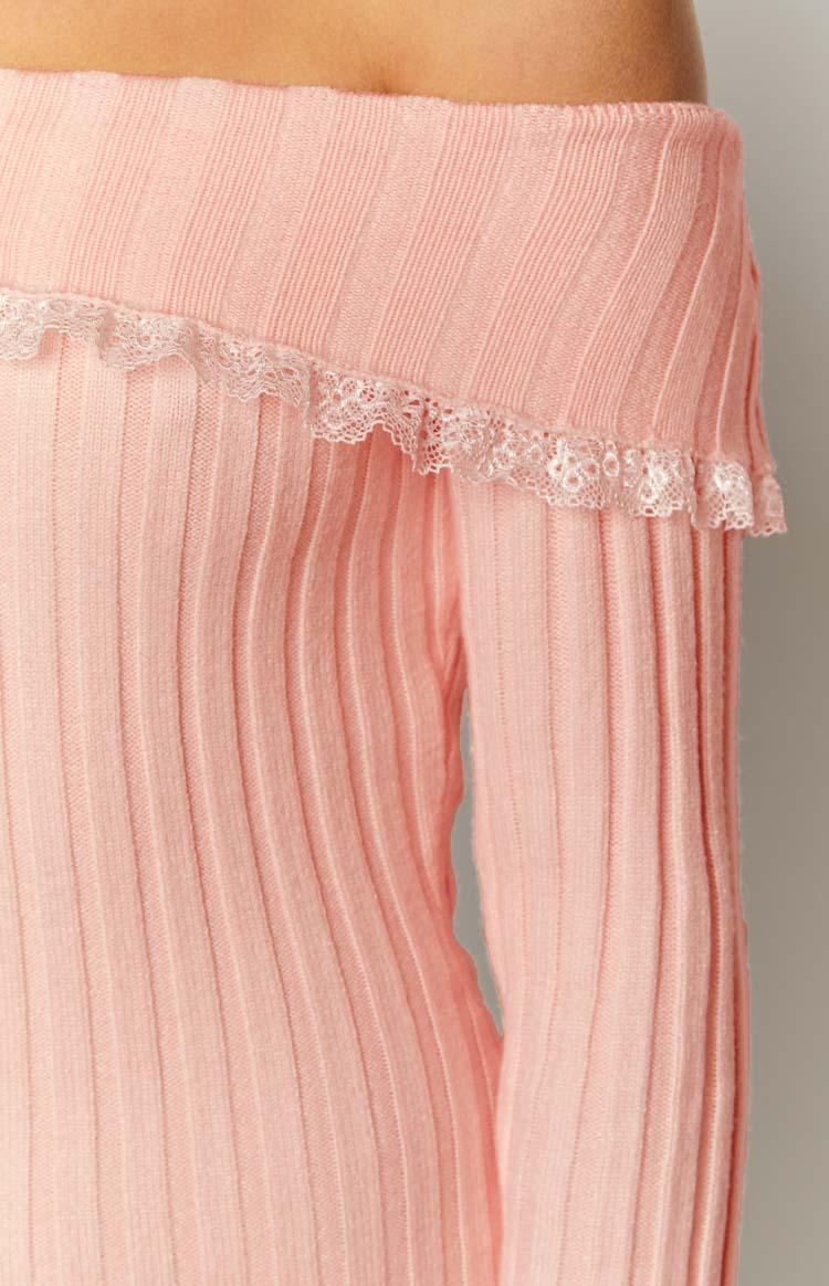 Mimi Pink Long Sleeve Off Shoulder Knit Mini Dress Baby Product Image