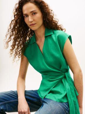 Sleeveless Linen Wrap Top Product Image