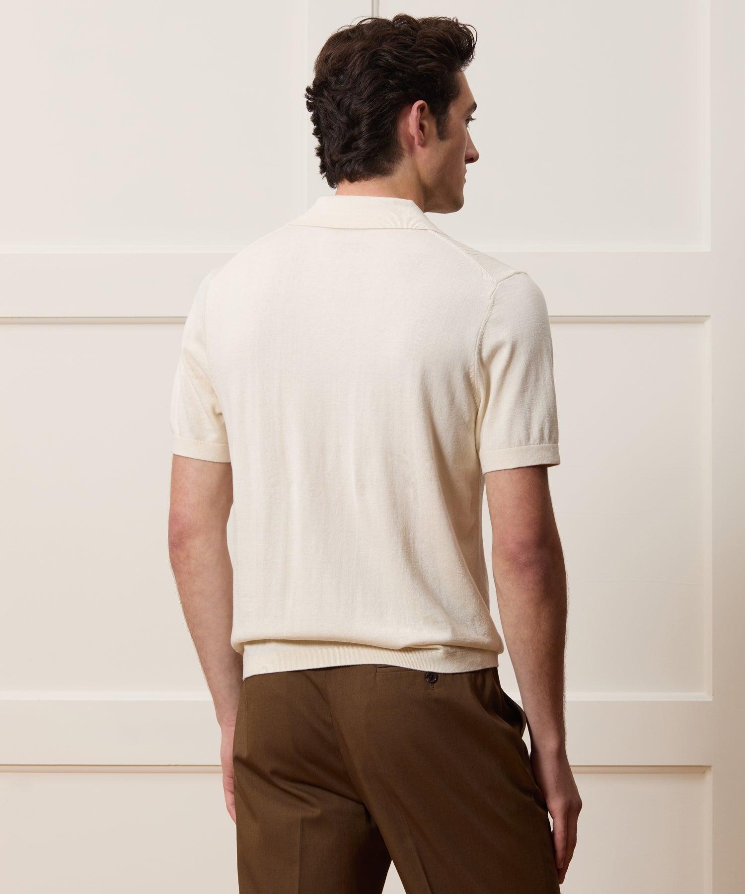 Cropped Silk-Cotton Sweater Polo Product Image