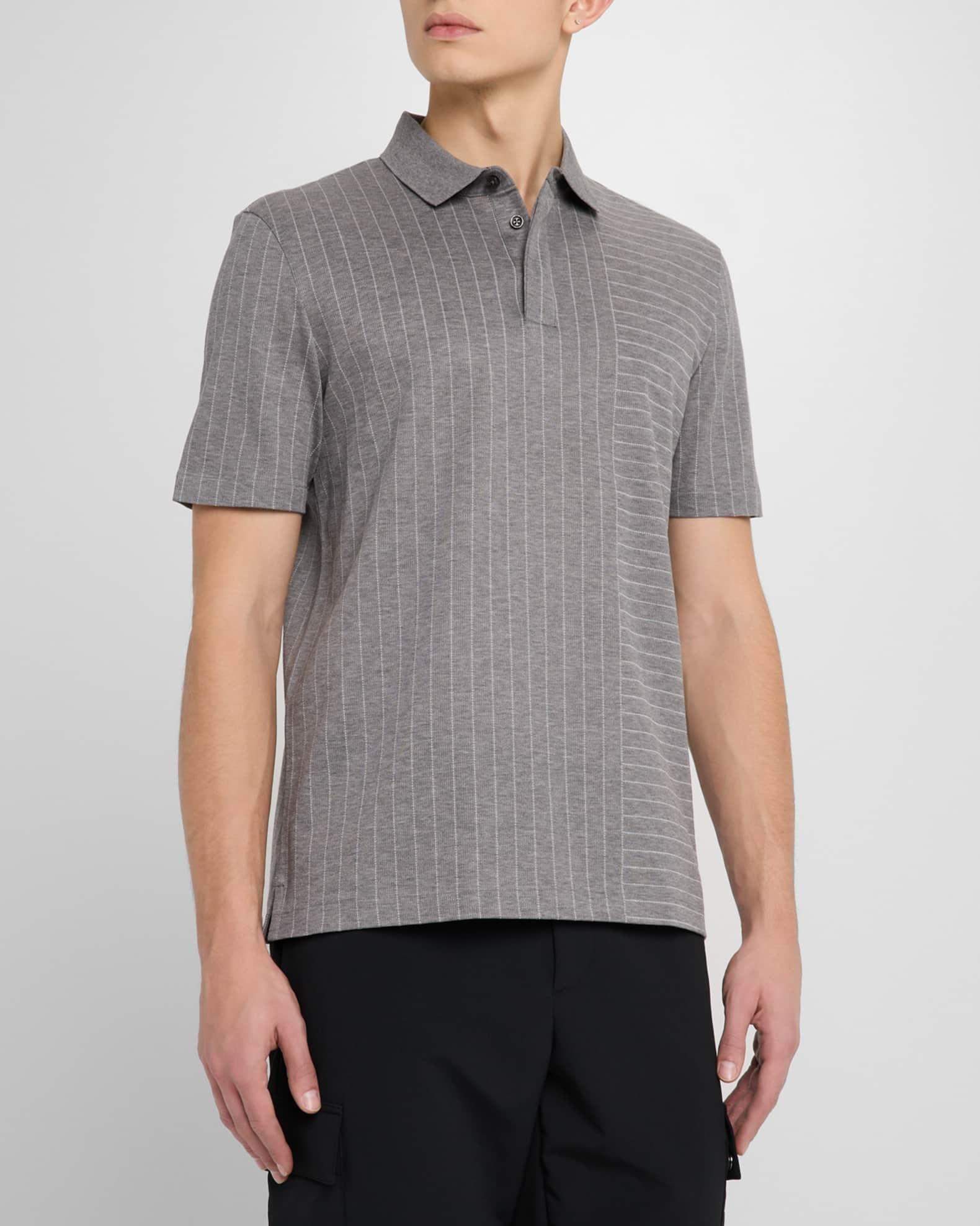 Mens Mercerized-Cotton Polo Shirt with Mixed Stripes Product Image