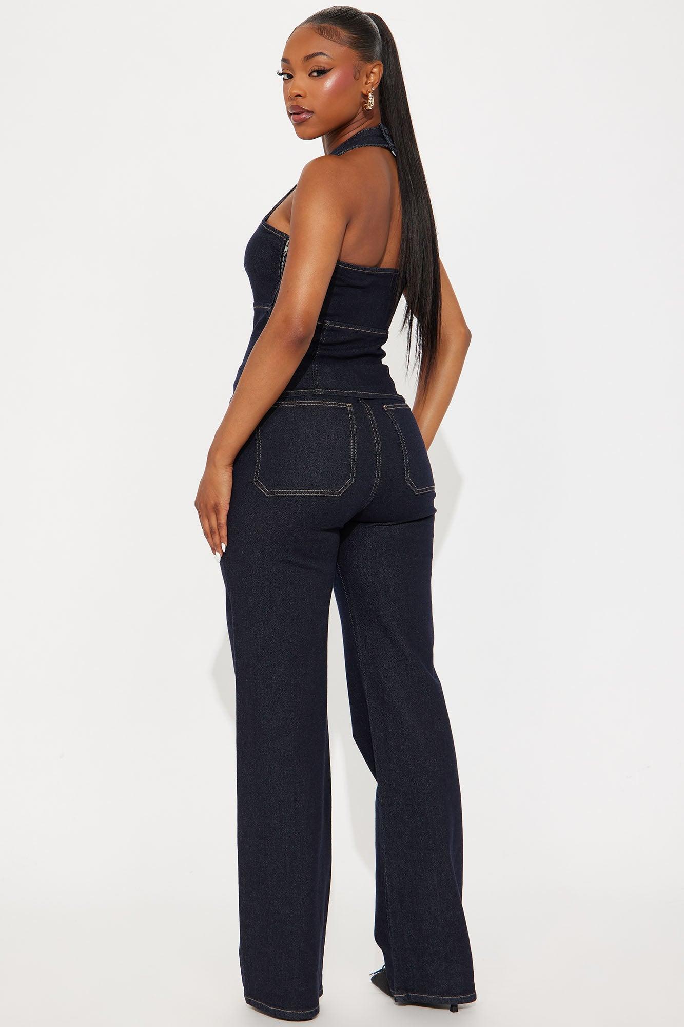 Annice Denim Halter Pant Set - Dark Wash Female Product Image