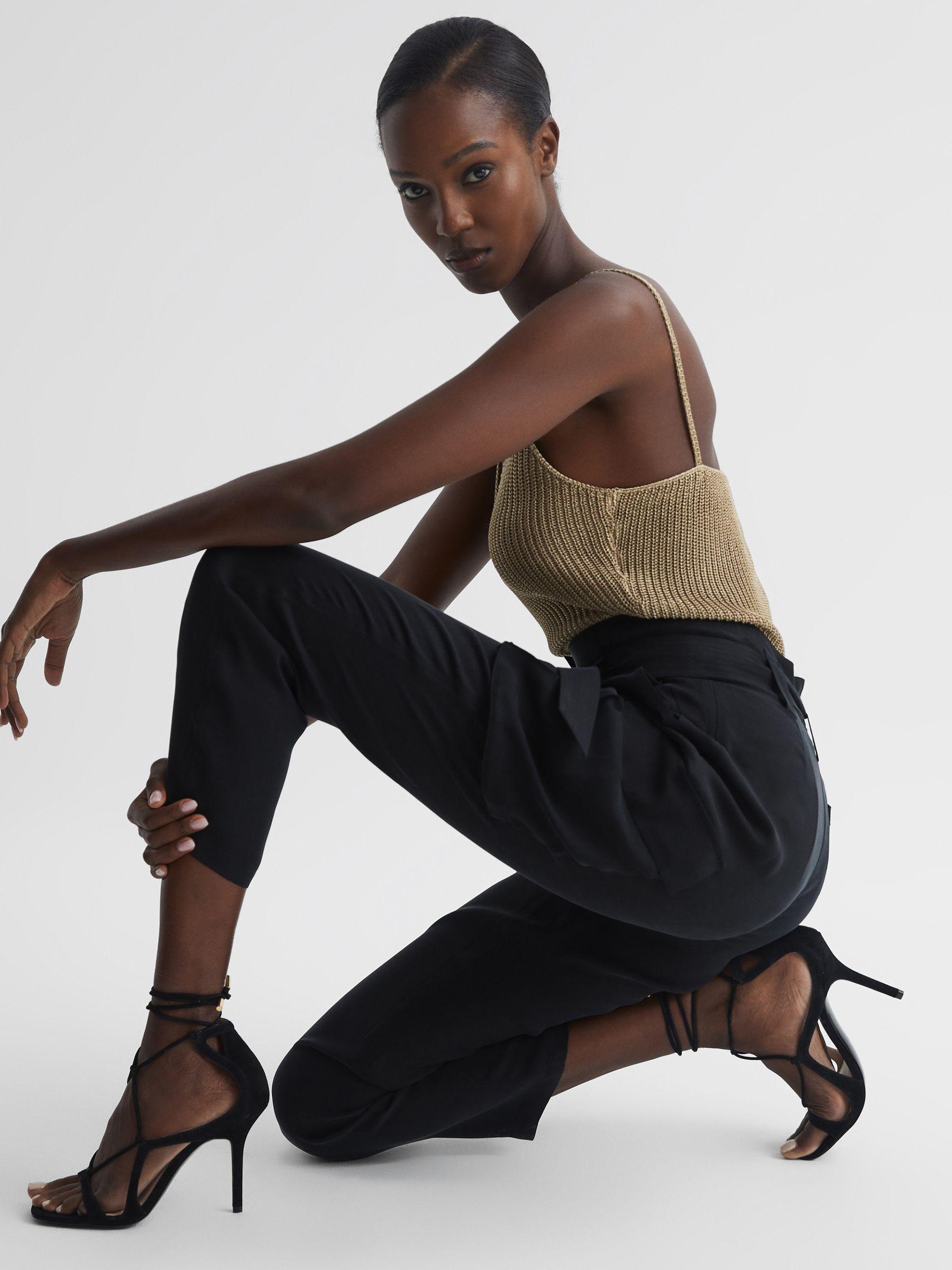 Leather Strappy High Heel Sandals in Black Product Image