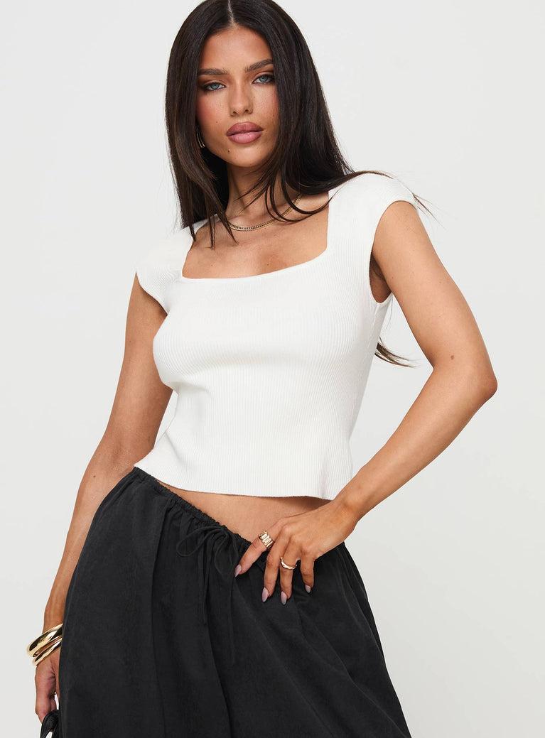 Merris Knit Top White Product Image