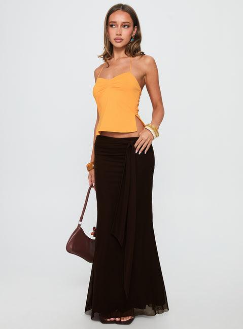 Caviar Tie Maxi Skirt Chocolate Product Image