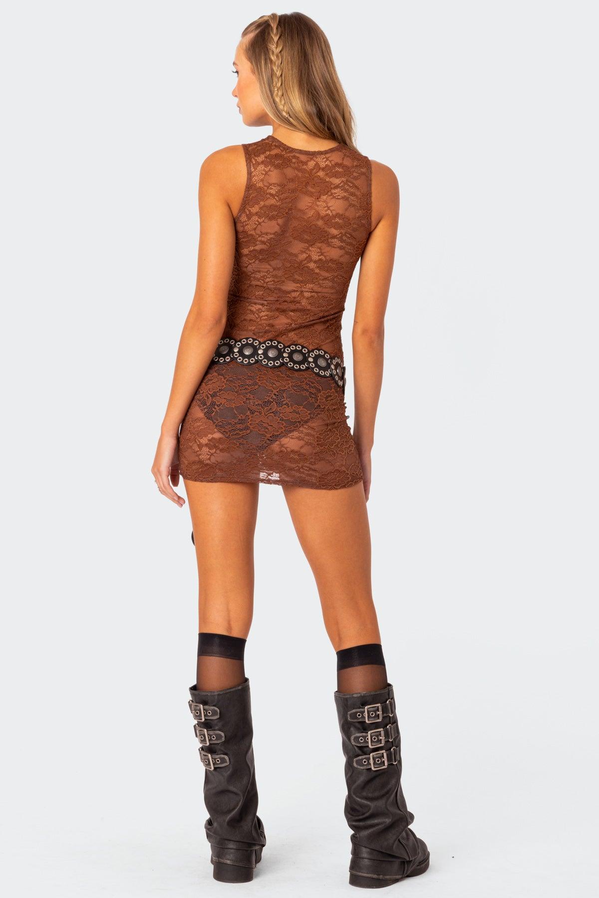 Janina Sheer Lace Mini Dress Product Image