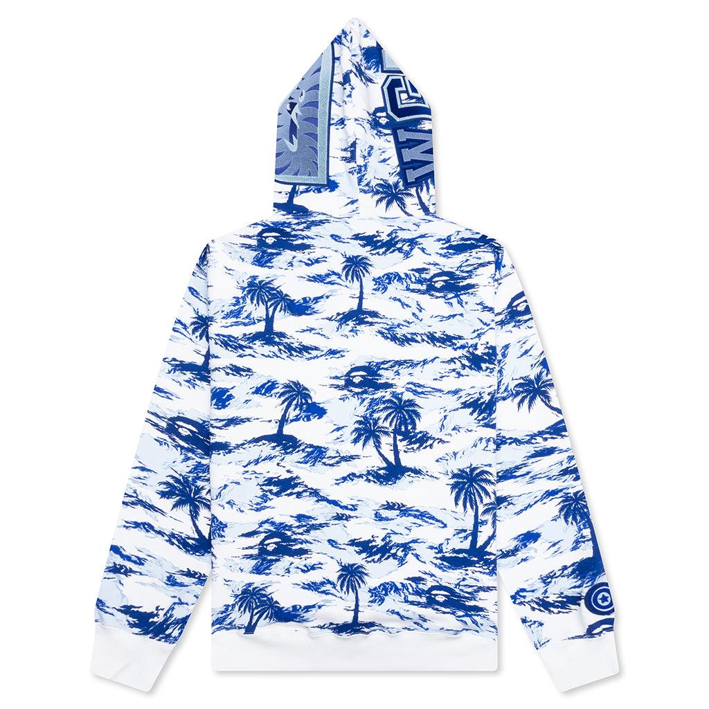 Palm Tree Camo Relaxed Fit Shark Full Zip Hoodie - Blue Male Product Image