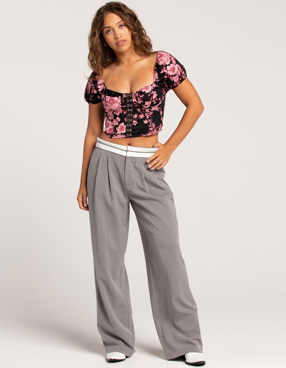 WEST OF MELROSE Floral Hook N Eye Womens Corset Top - BLACK COMBO Product Image