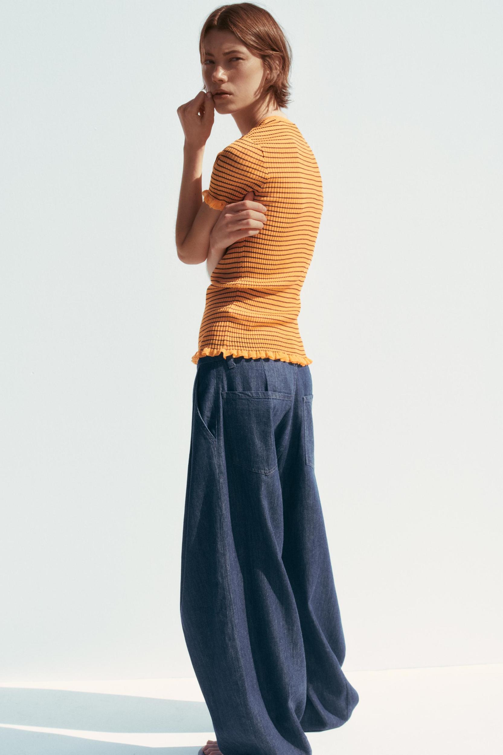 STRIPED RIB KNIT TOP Product Image